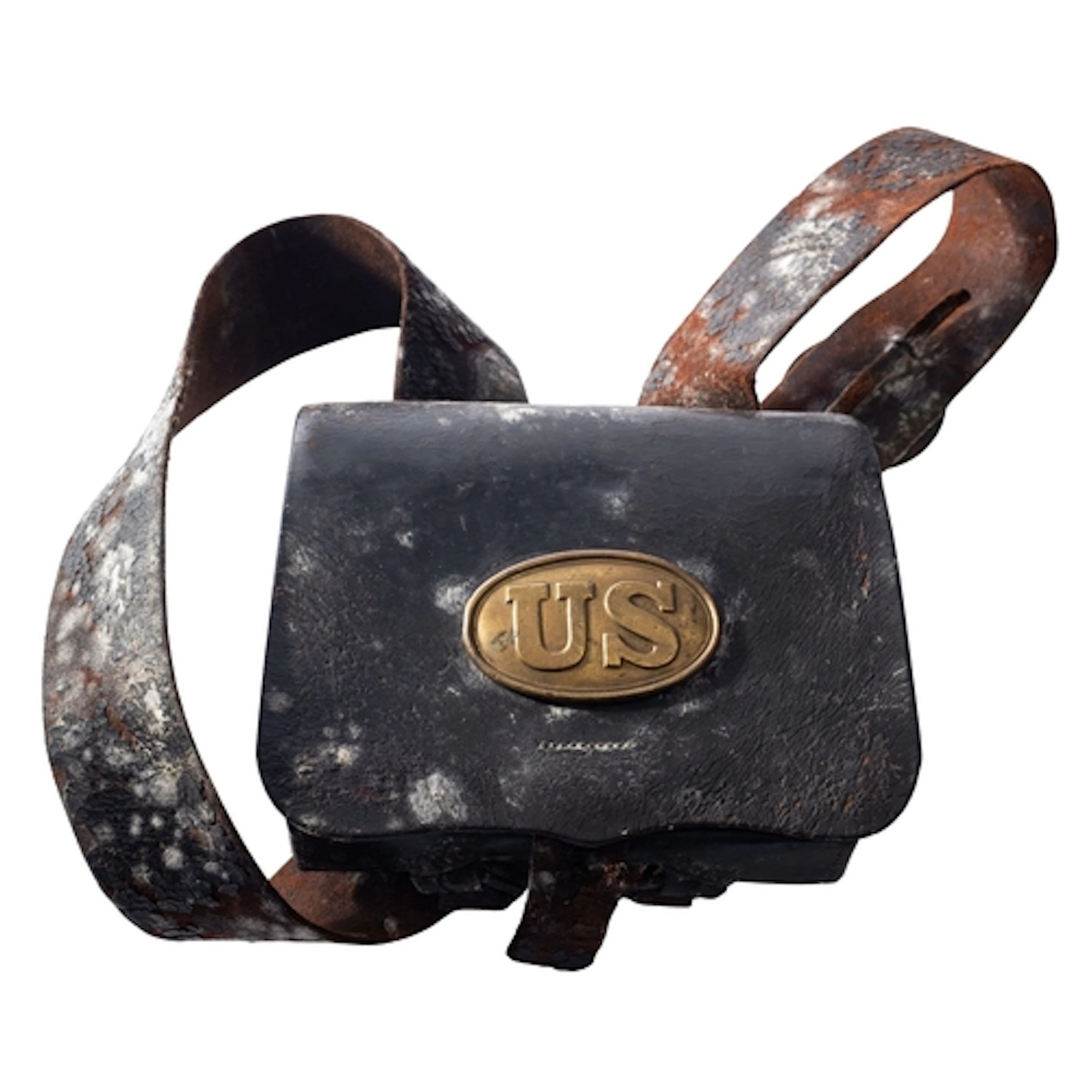 An American Civil War period black leather cartridge pouch, ...