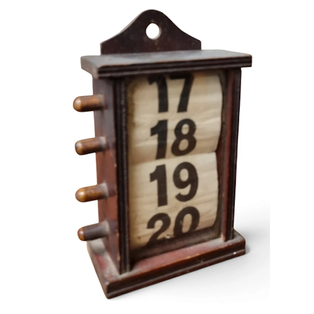 A 19th Century Timber desk roll Calendar. H 16 x W 10 cm app...