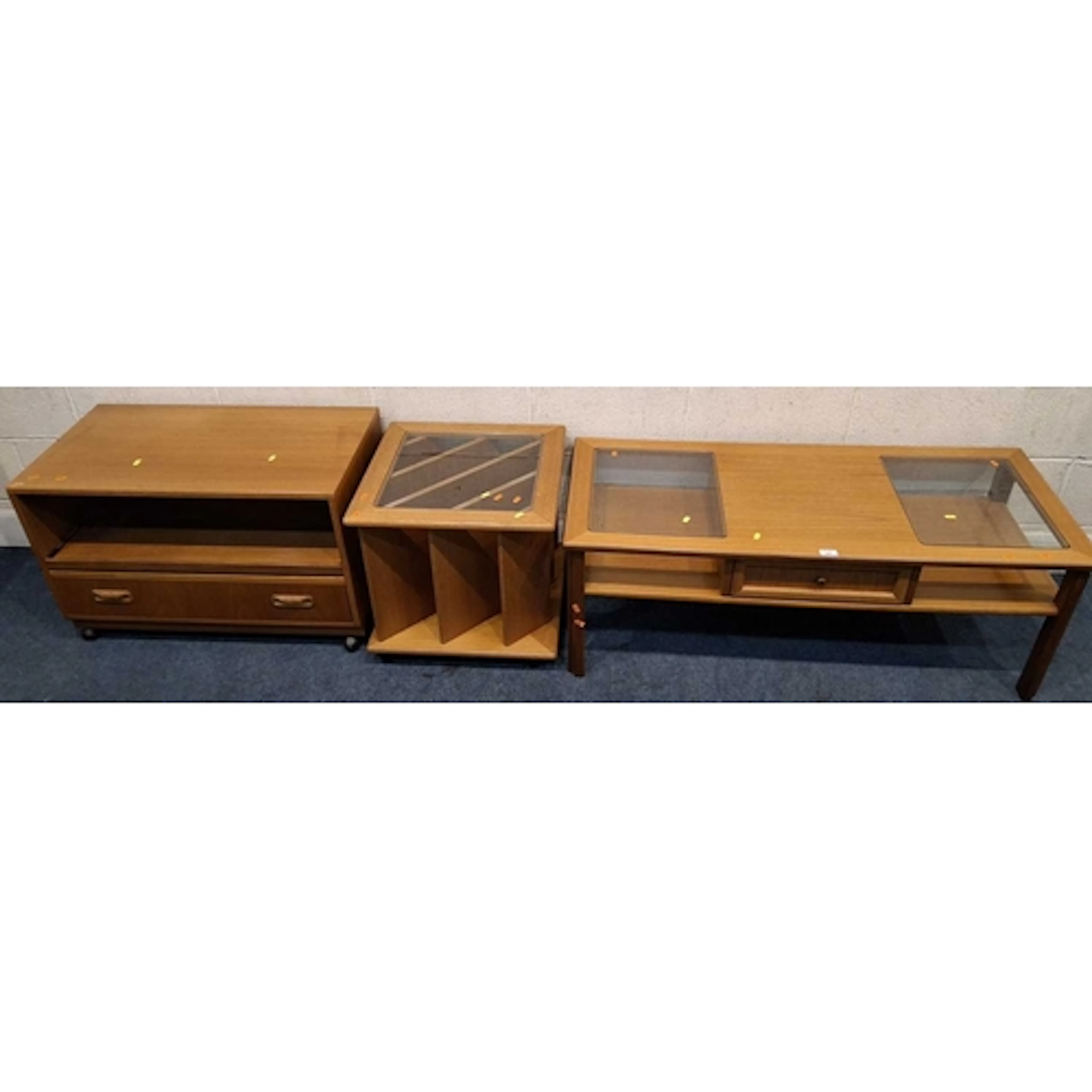 THREE PIECES OF MID-CENTURY TEAK OCCASIONAL FURNITURE, to in...