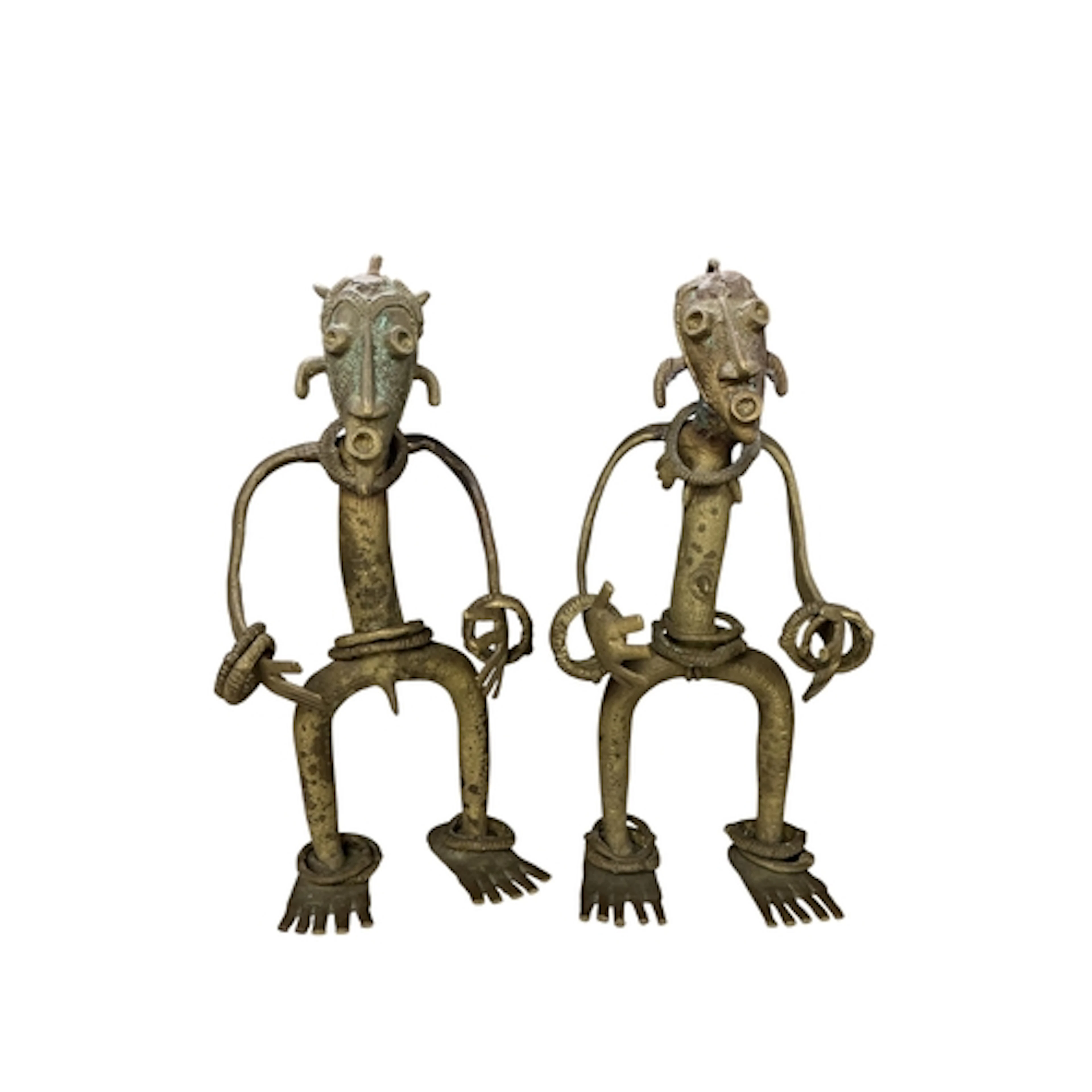 A pair of Cameroon bronze figures, Couga tribe, 20th century...