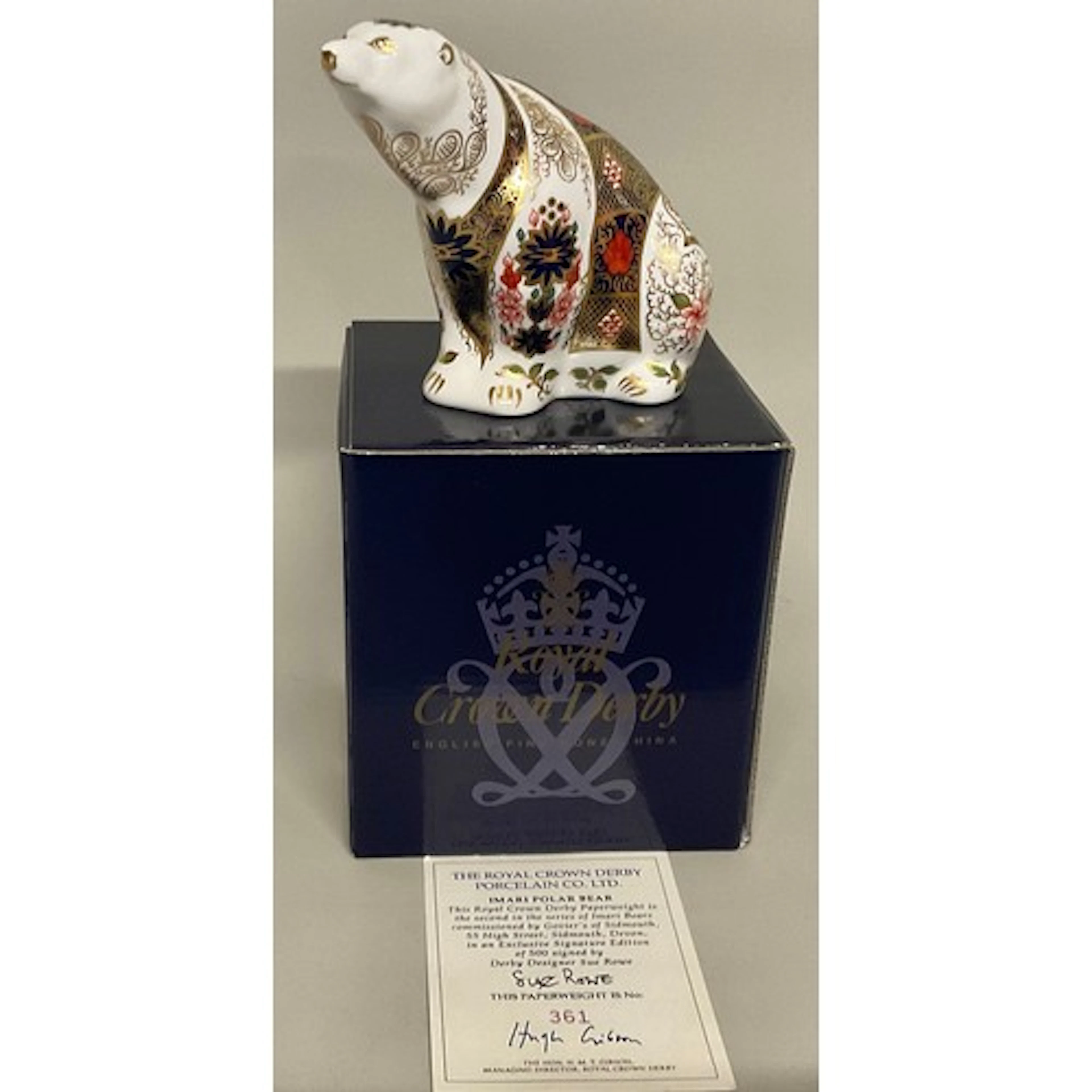 A Royal Crown Derby paperweight, Imari Polar Bear, commissio...