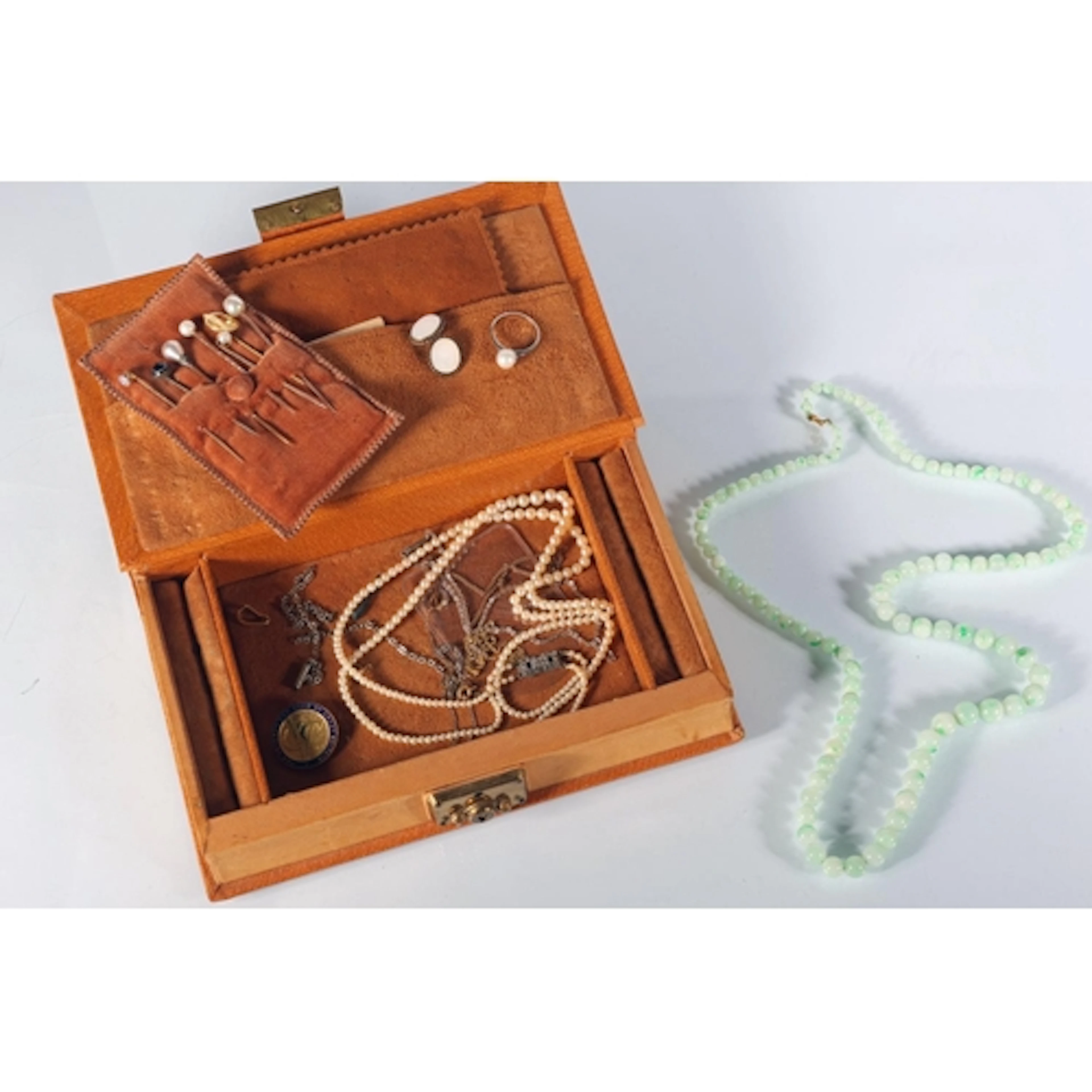 Leather book safe jewellery box 'The Gem' containing seven g...
