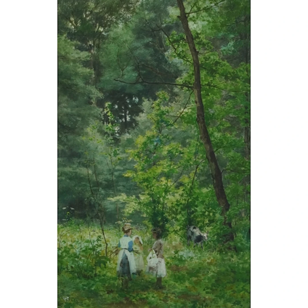 William Oppenoorth - Females and a goat in woodland, 19th ce...