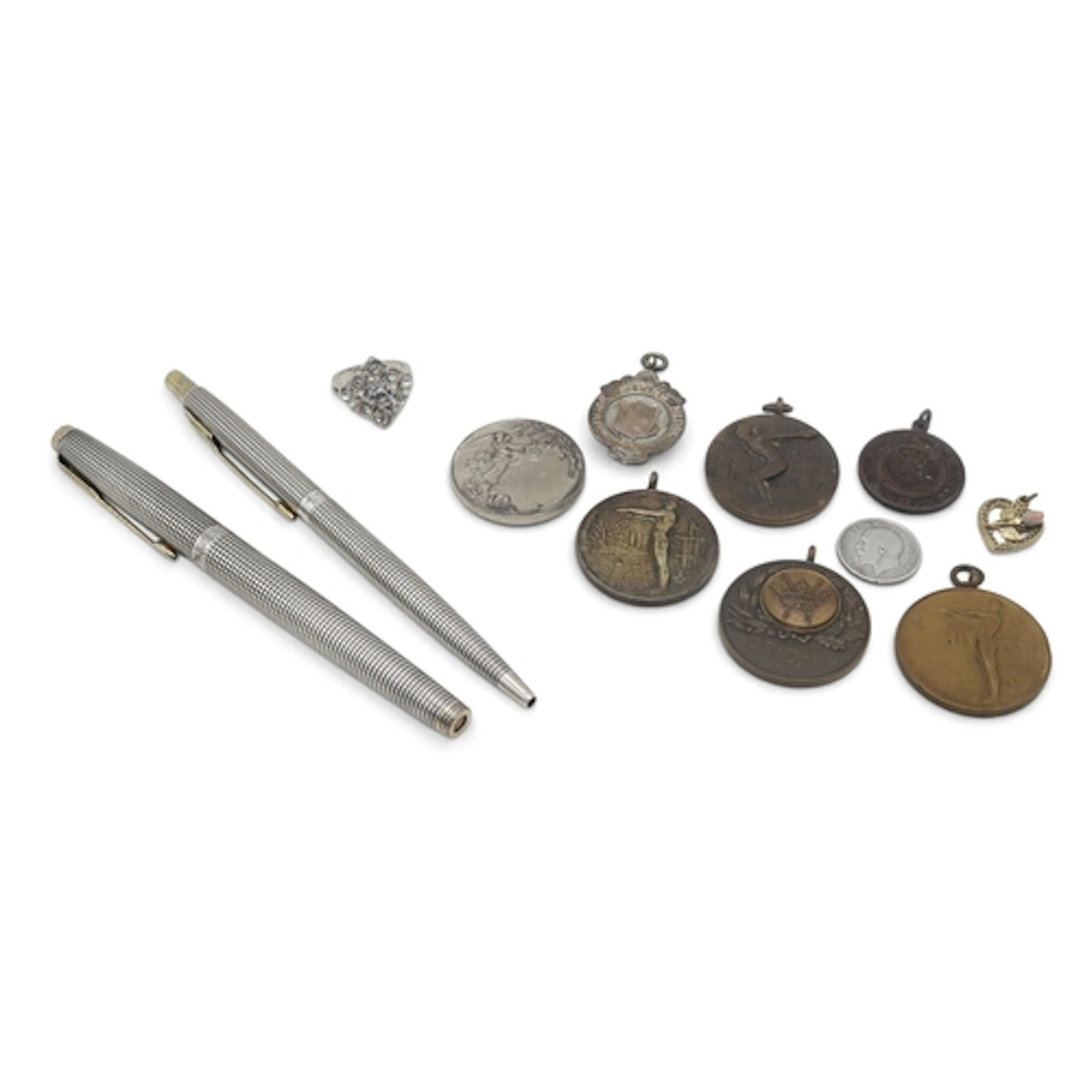 Parker Sonnet Cisele hatched sterling silver fountain and ba...
