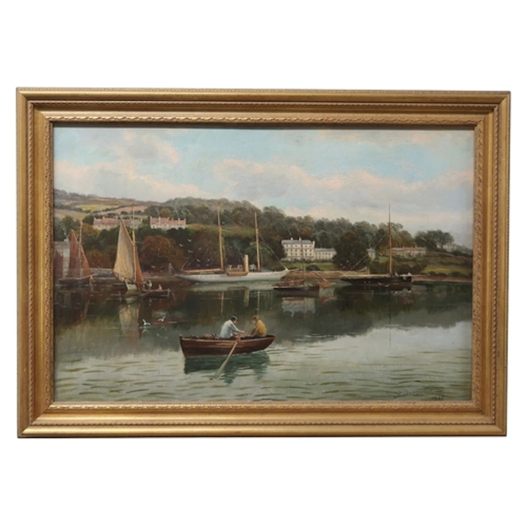 ALBERT DUNNINGTON (ENGLISH 1860-1928) FISHING BOATS BY...