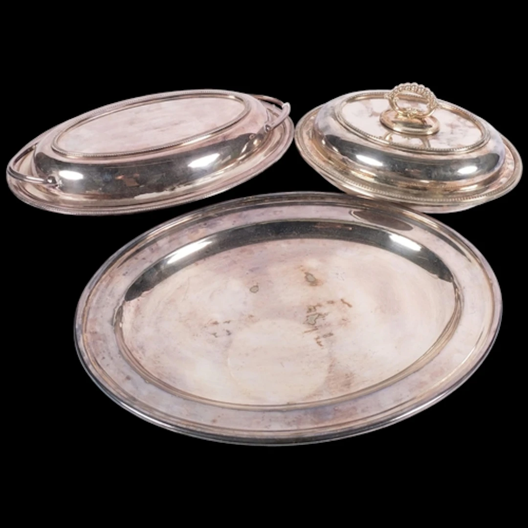 A collection of various silver plate items, including a Walk...