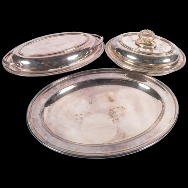 A collection of various silver plate items, including a Walk...