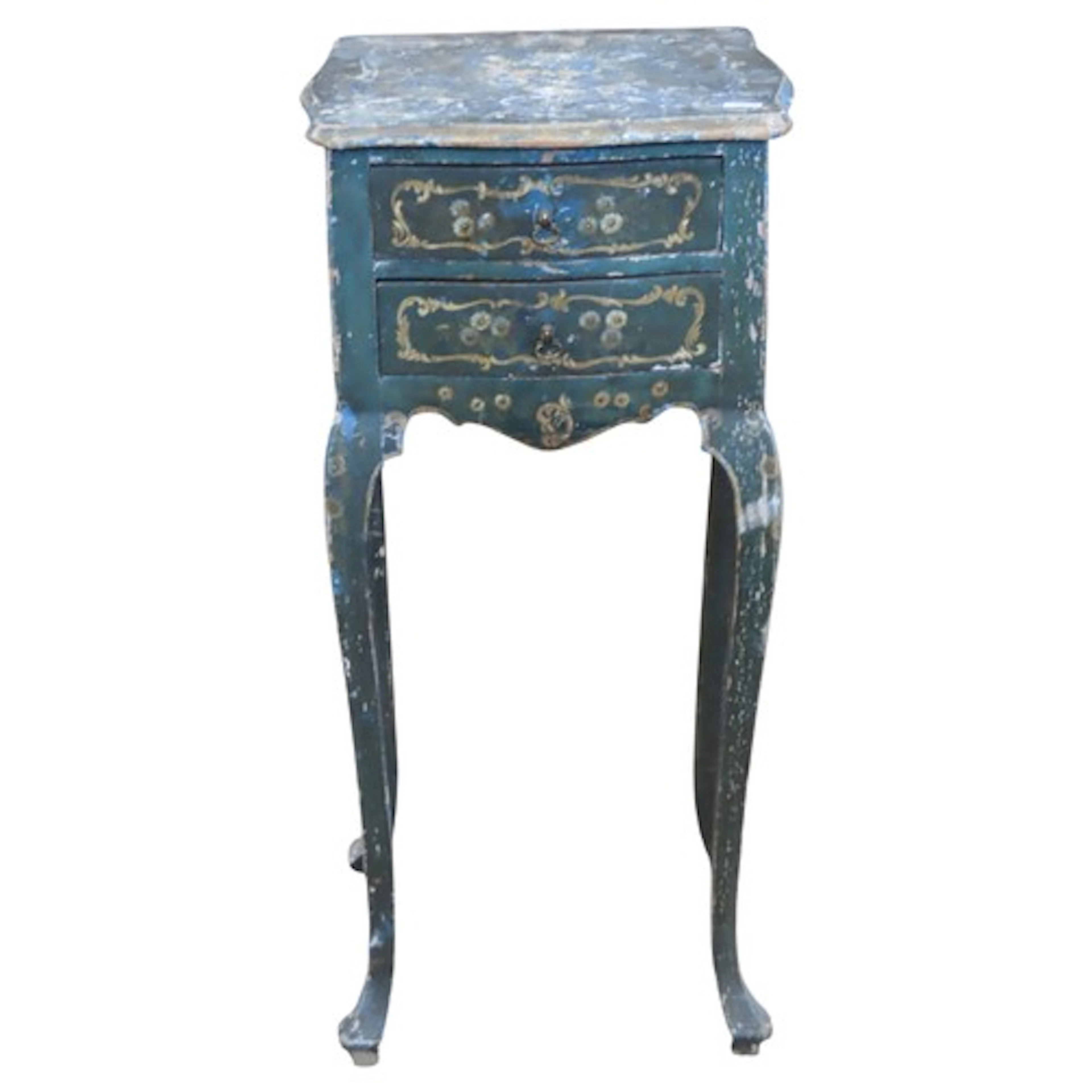 A Venetian style two drawer lamp table the top with serpenti...