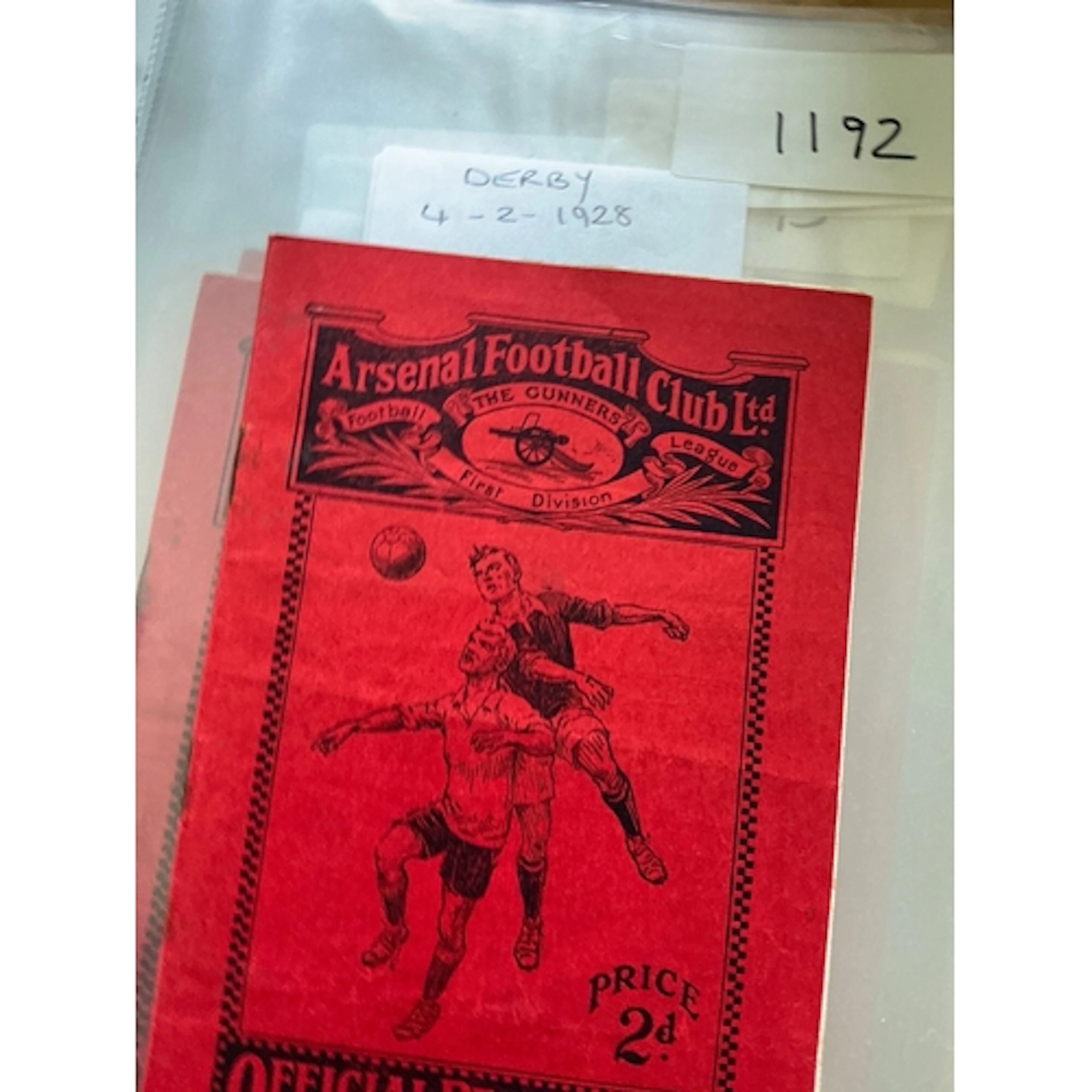1927 - 1928 Arsenal v Derby County Football Programme: For t...