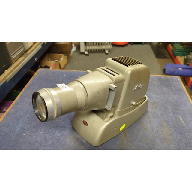 Aldis slide projector with 150mm f/2.8 projection lens, text...