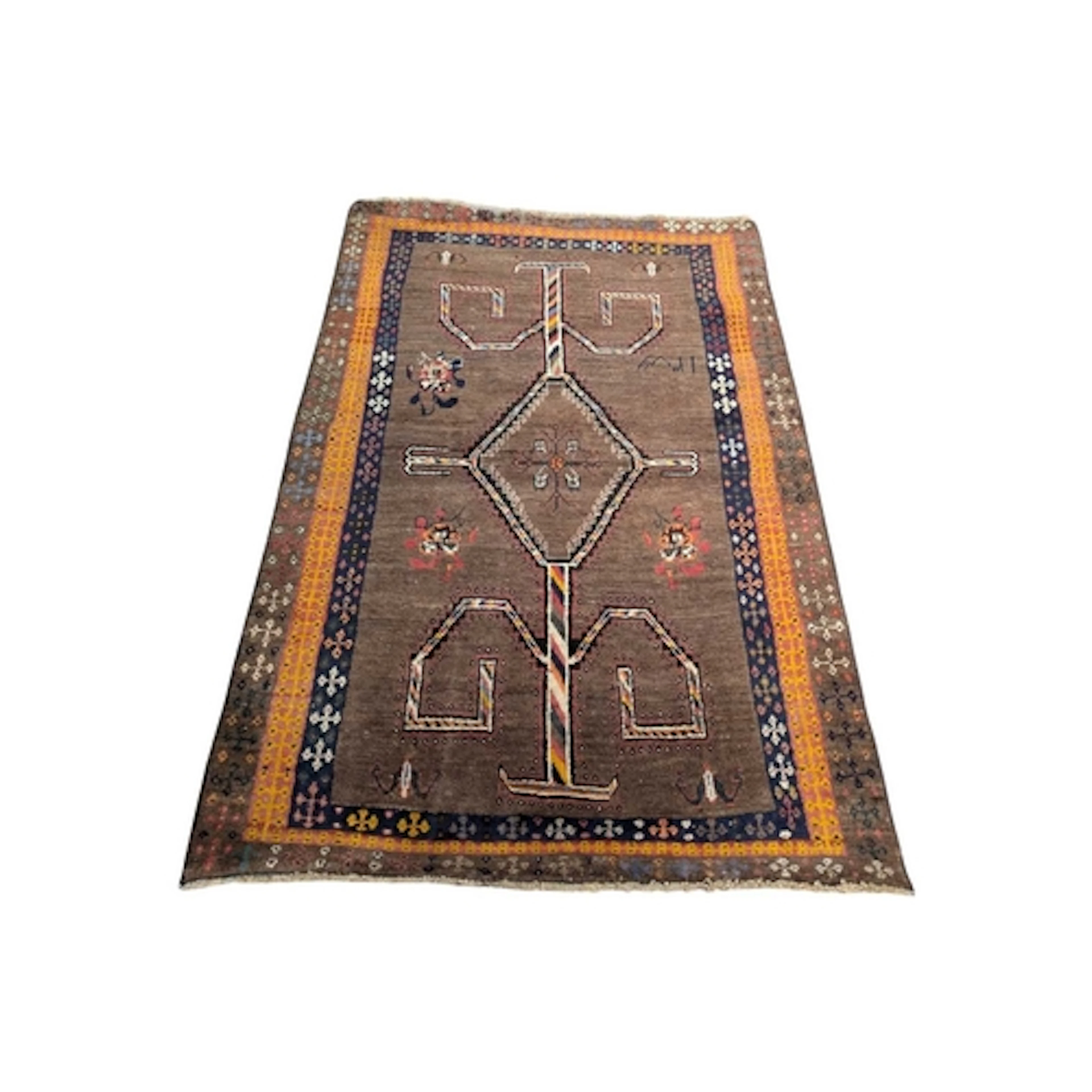 A vintage 20th century South West Persian Gabeh carpet floor...