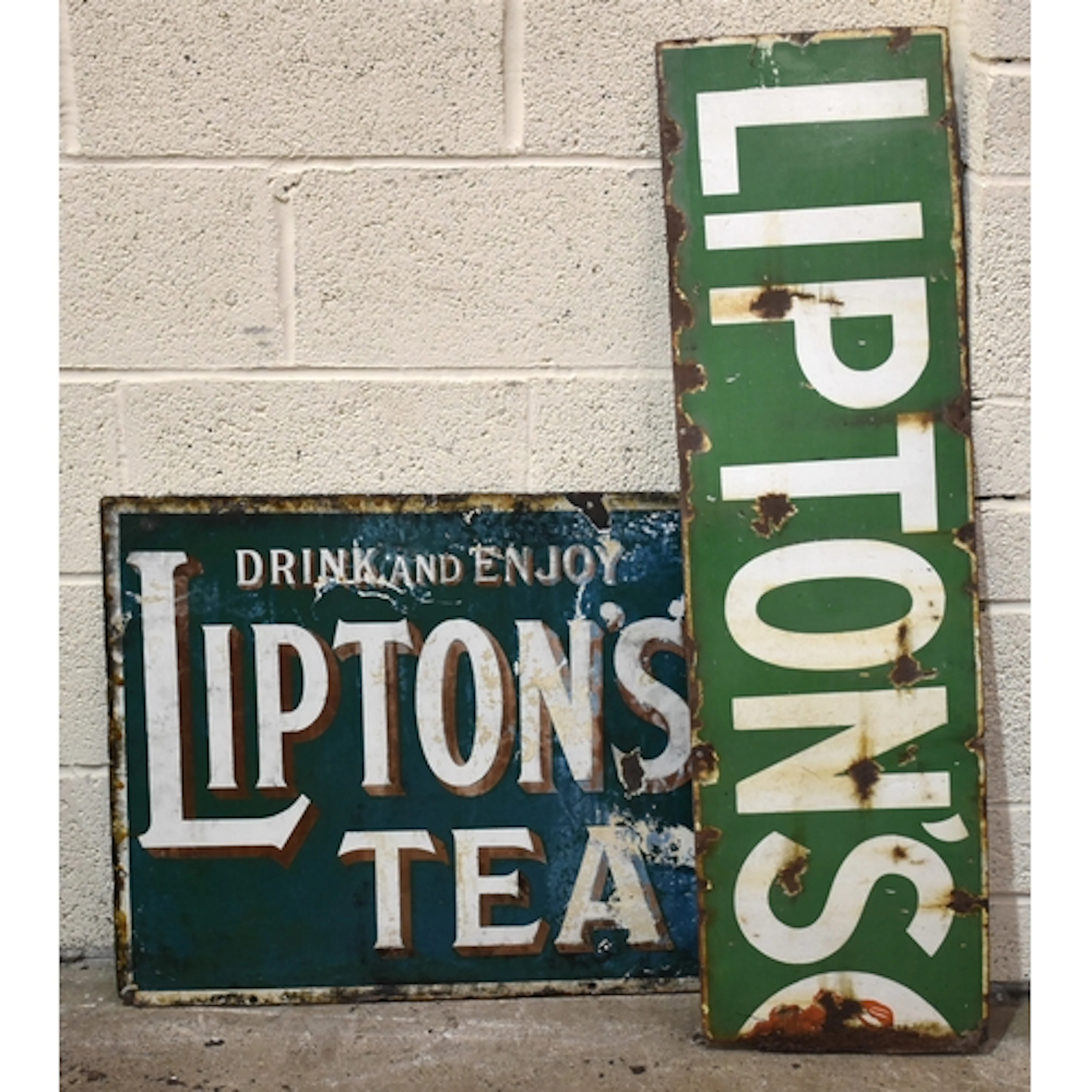 A "Drink and Enjoy Lipton's Tea" enamelled advertising sign,...