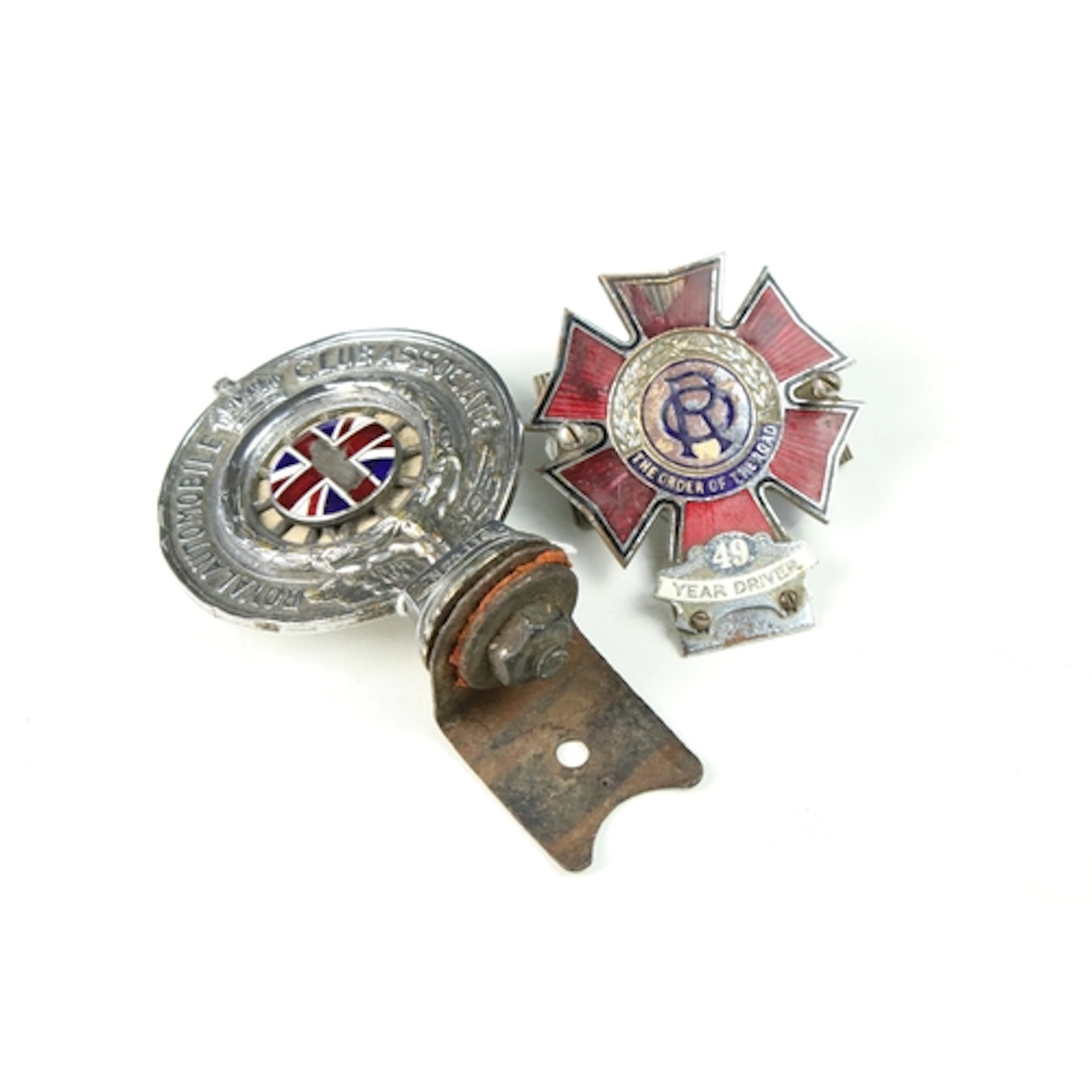 The Order of the Road, 49 Year Driver enamel car badge, impr...