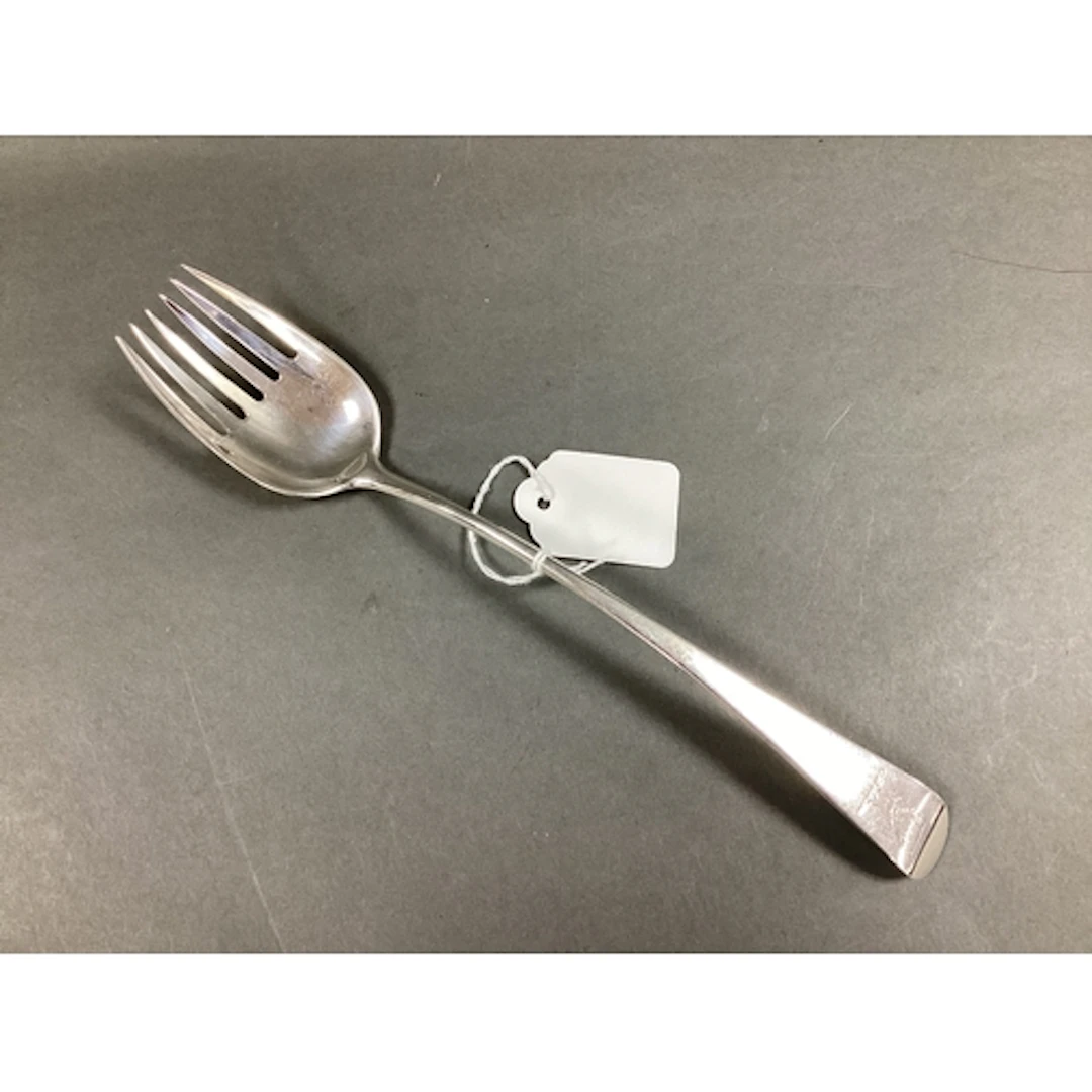 A Georgian Hallmarked Silver Salad Fork, RC, London, possibl...