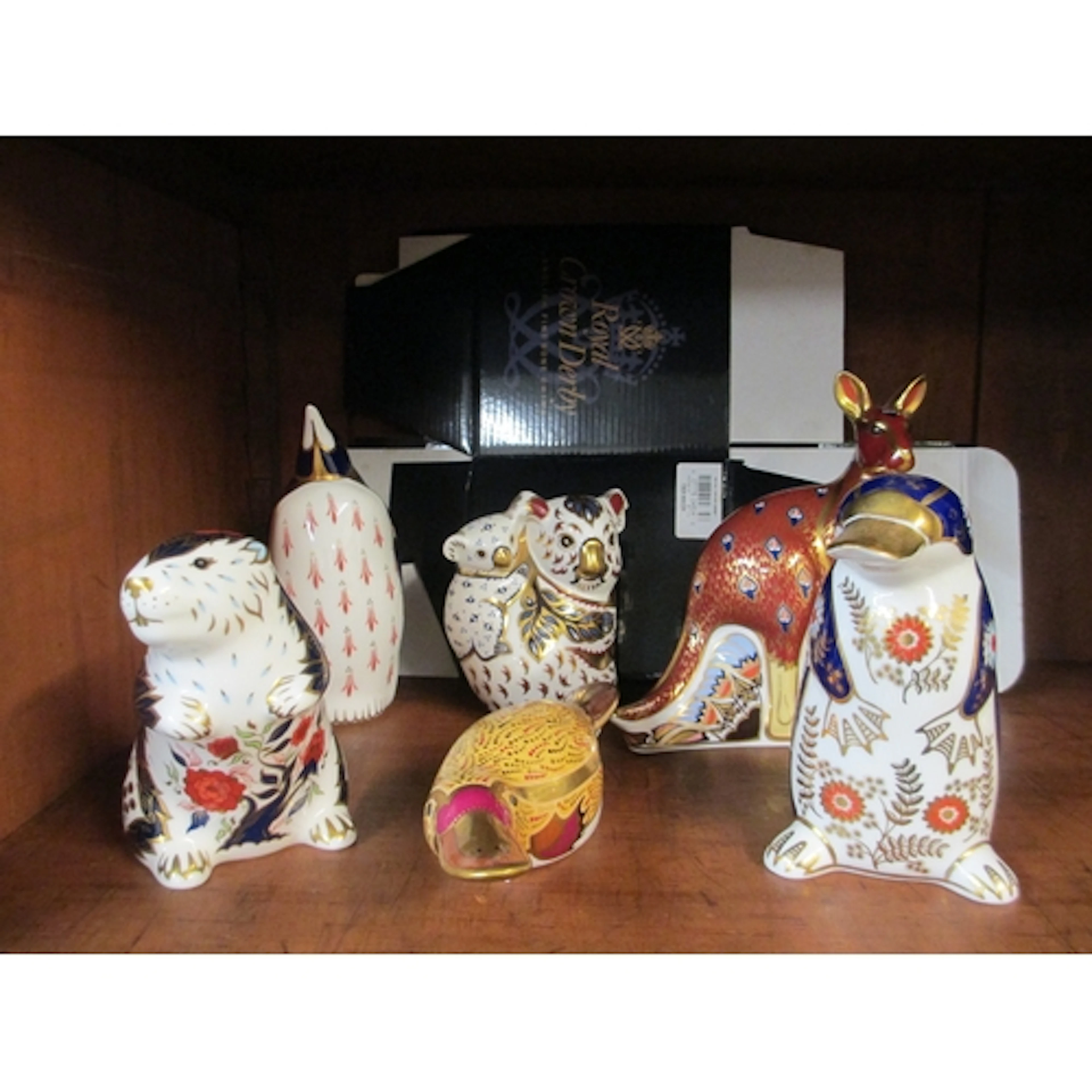 Group of six Royal Crown Derby paperweights, Australian Coll...