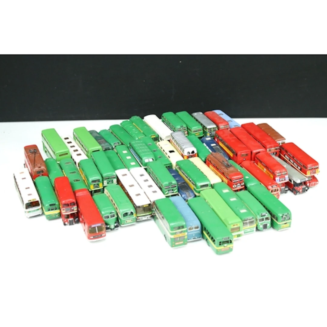 Around 55 white metal kit model buses to include Pirate Mode...