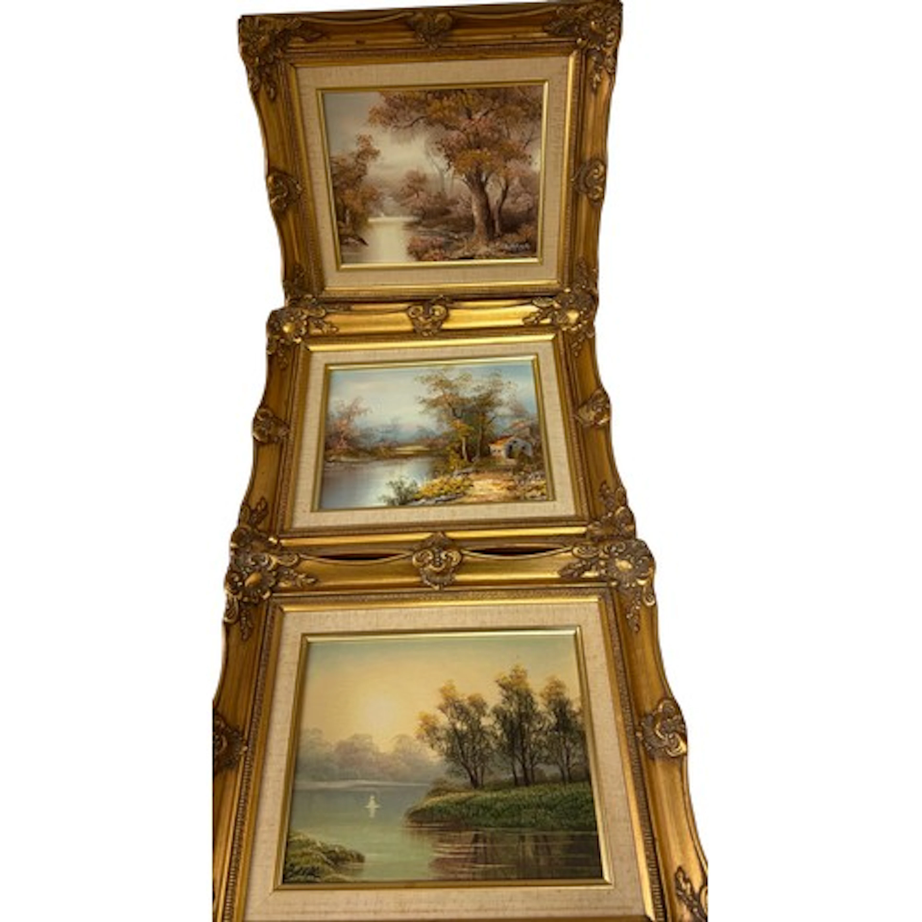 Three 20th century oil paintings in gilt frames, depicting l...