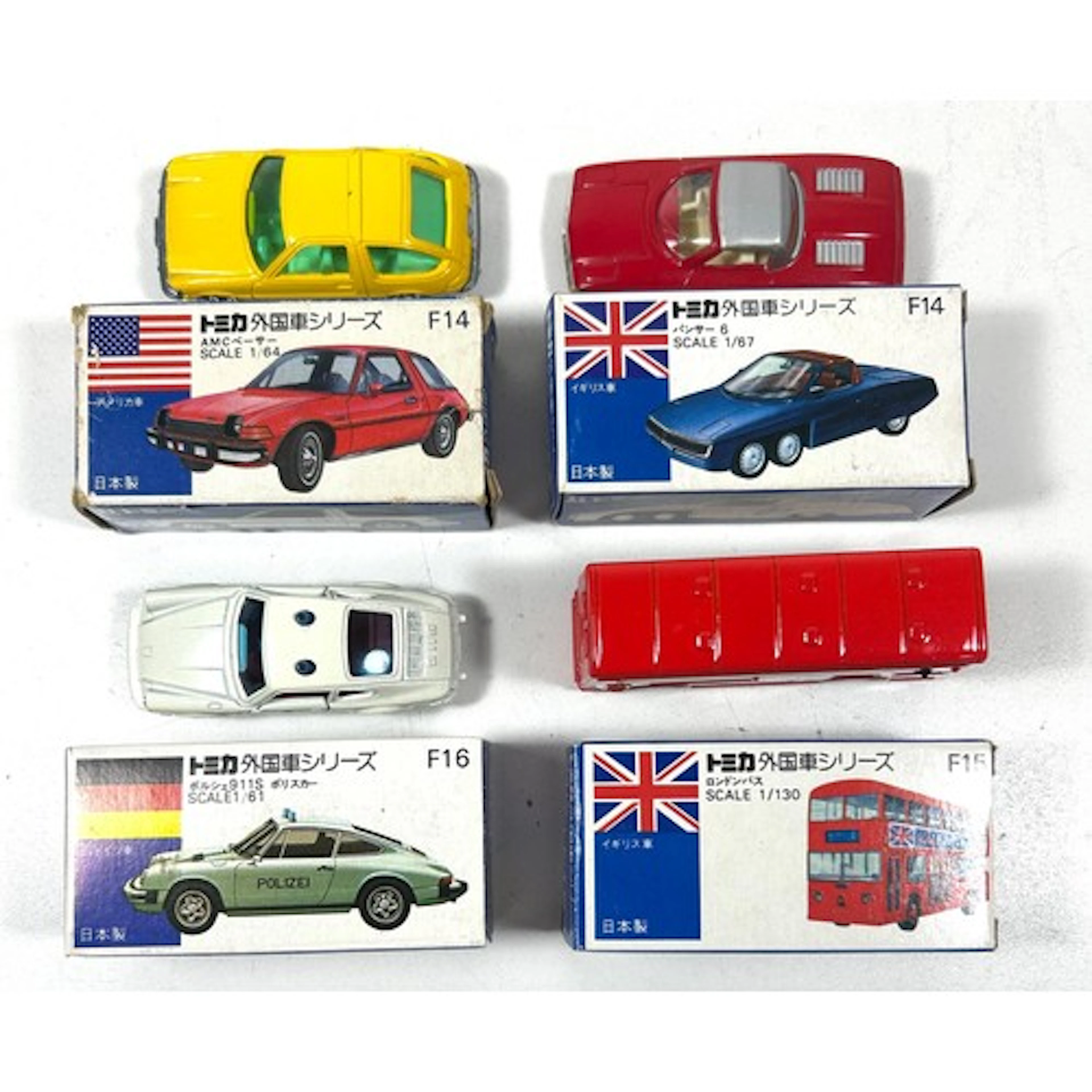 4 Tomica models inc ' Panther 6 No. F14, London bus No. F15 ...