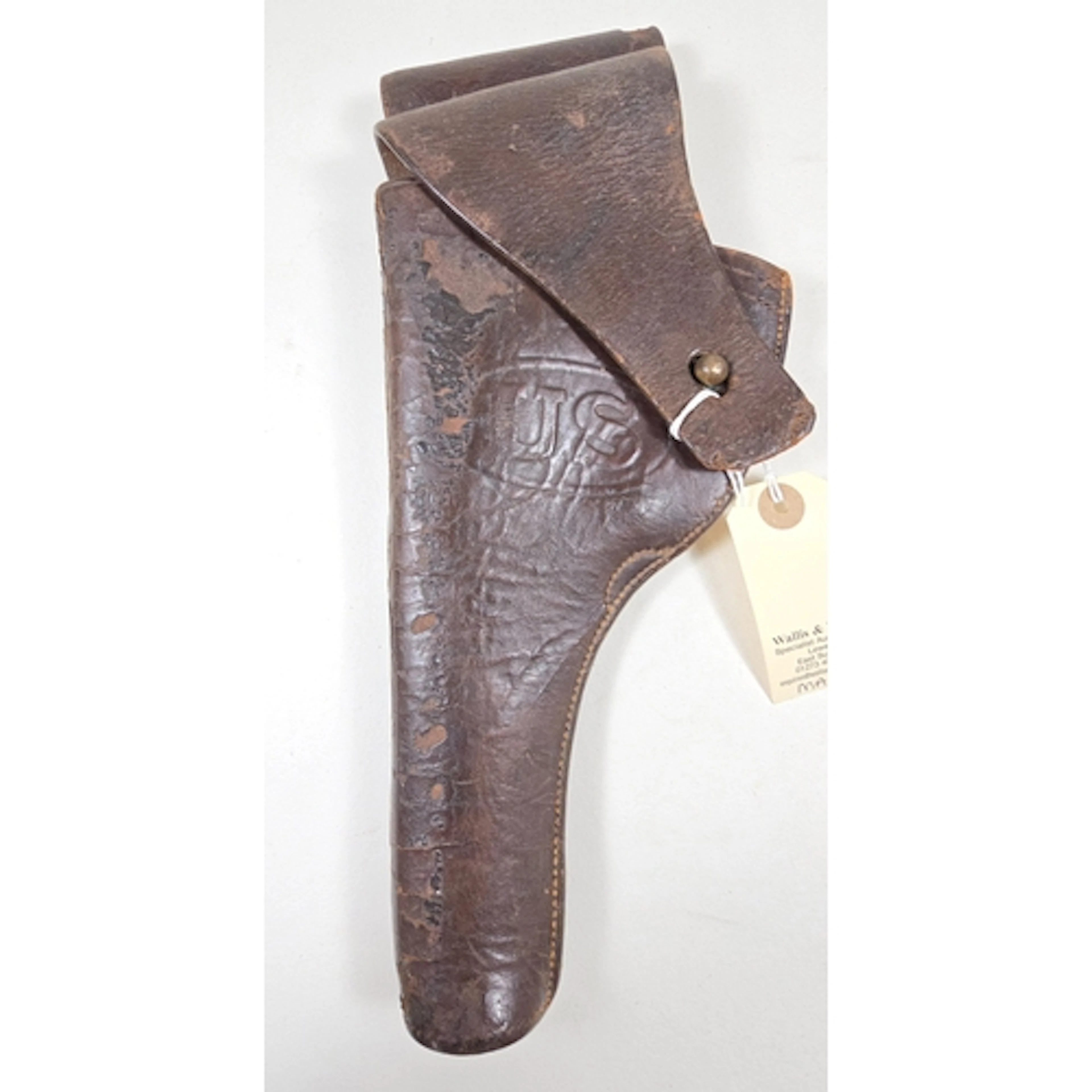 An American flap top leather revolver holster, 30cms max, fr...