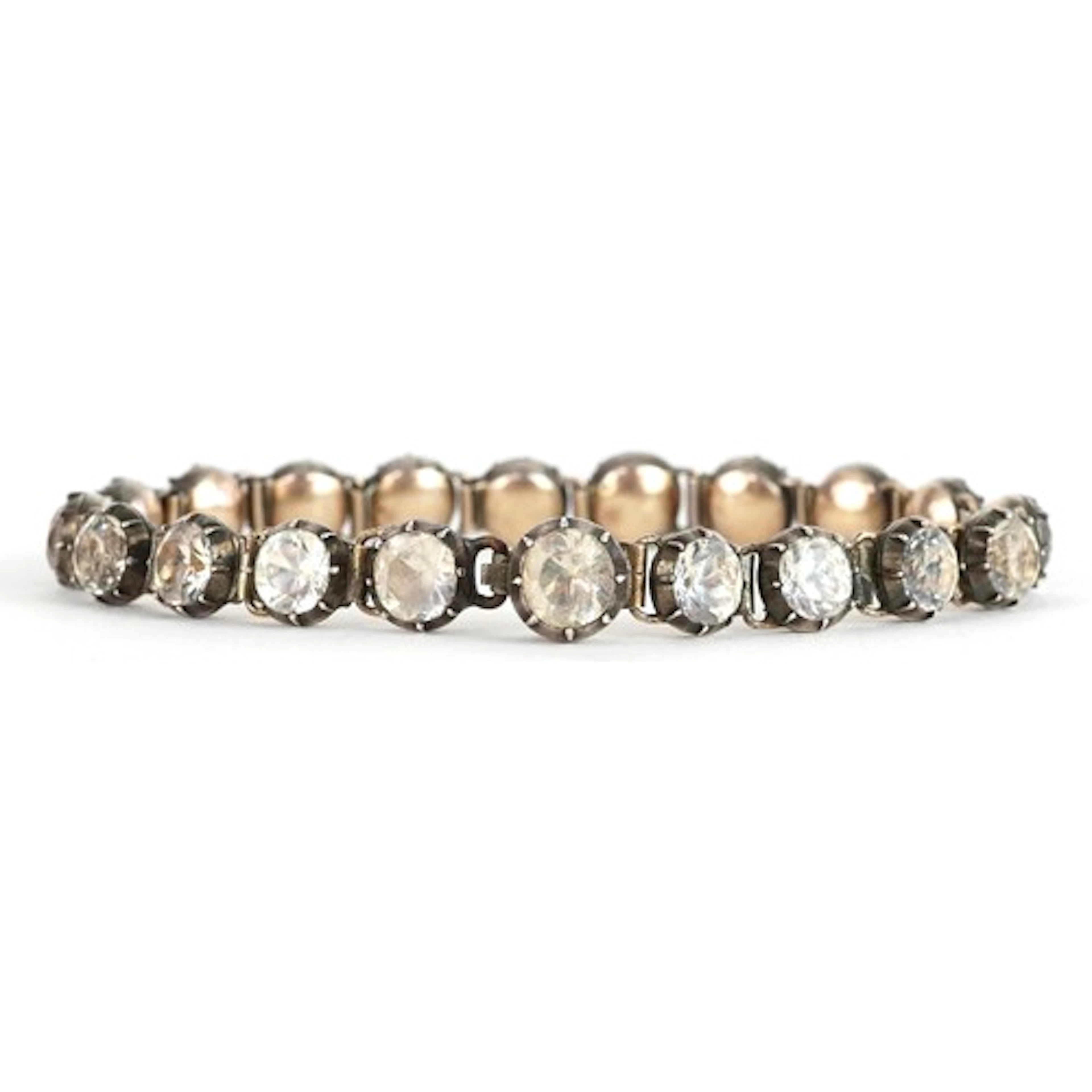 Antique unmarked silver paste bracelet, 17cm in length, 15.9...