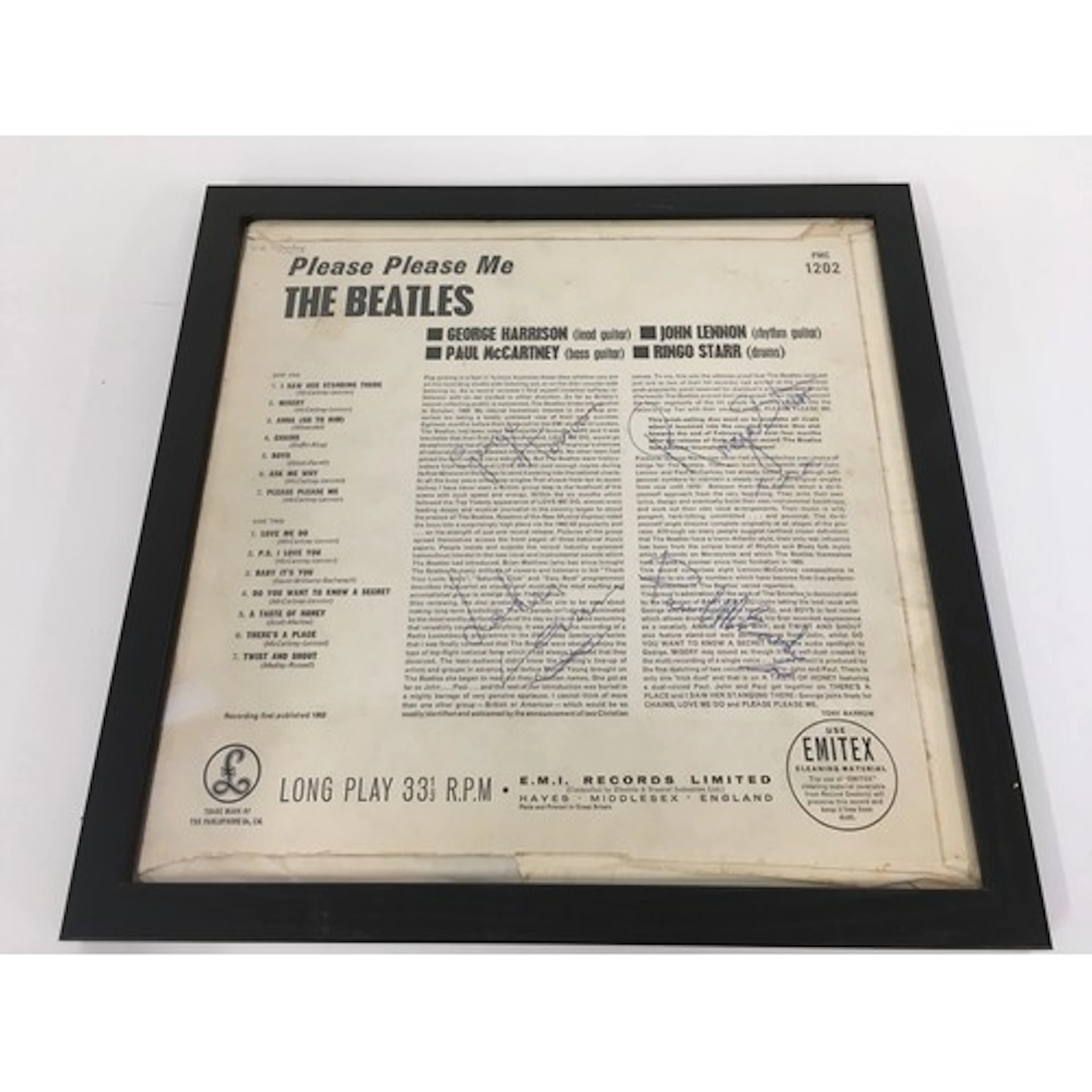 A signed Beatles Please Please Me LP, believed to be secreta...