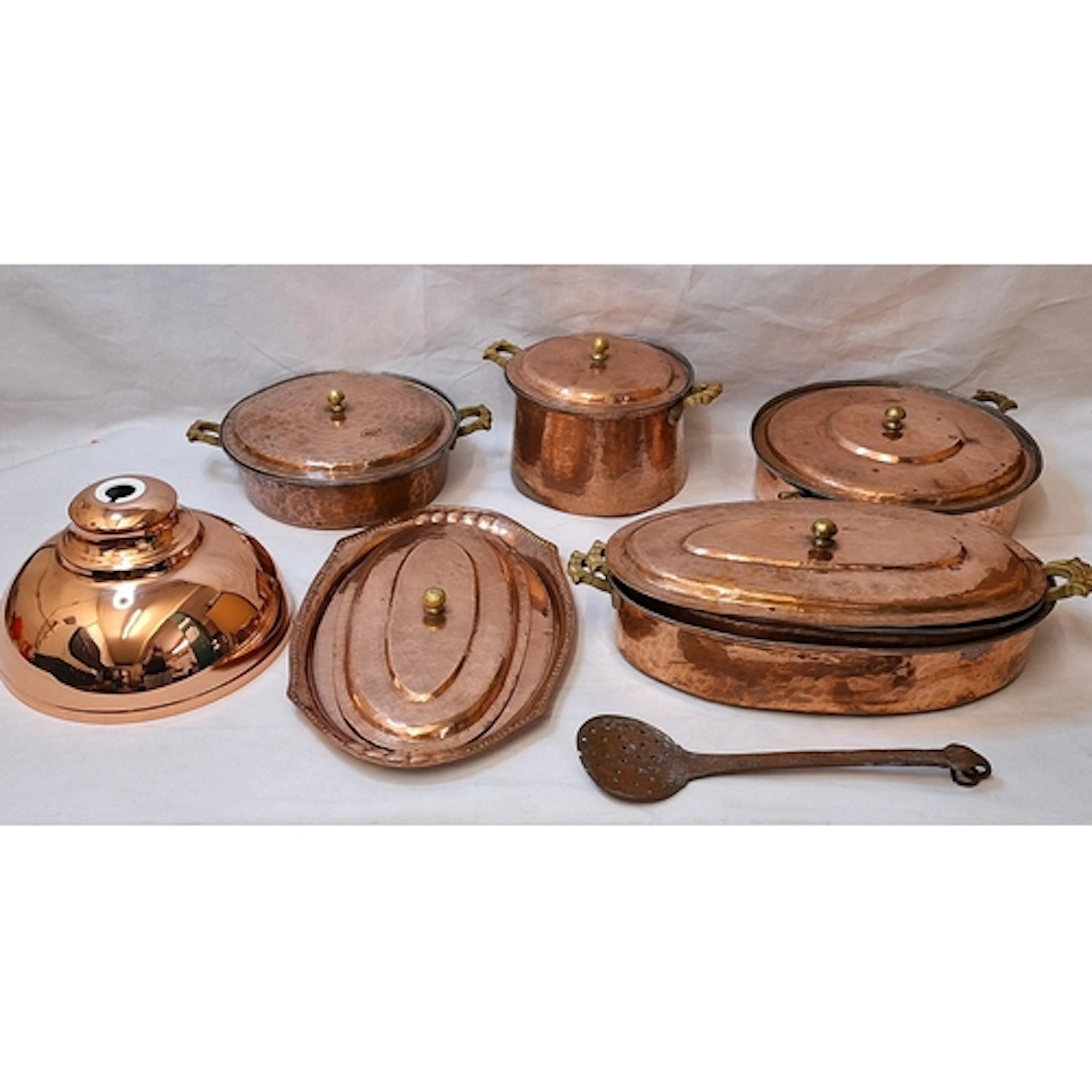Middle Eastern Style Pots & Pans, hammered copper, brass han...