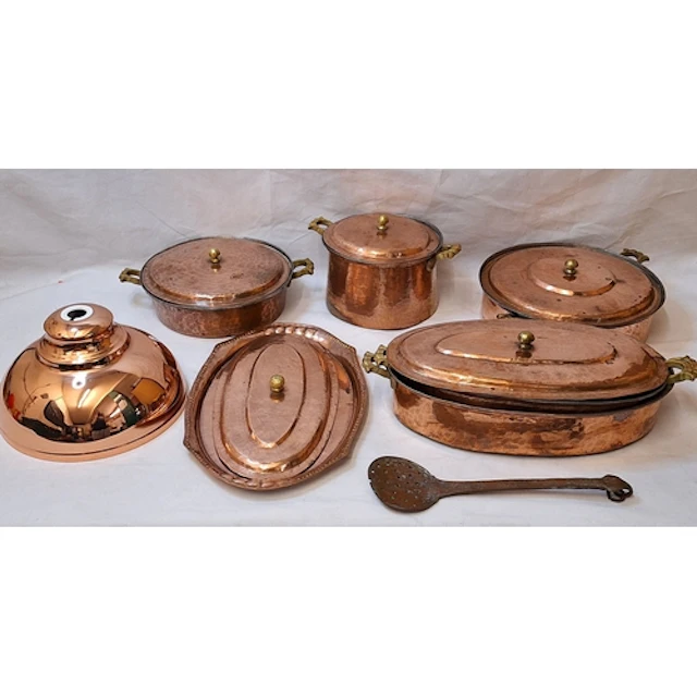Middle Eastern Style Pots & Pans, hammered copper, brass han...