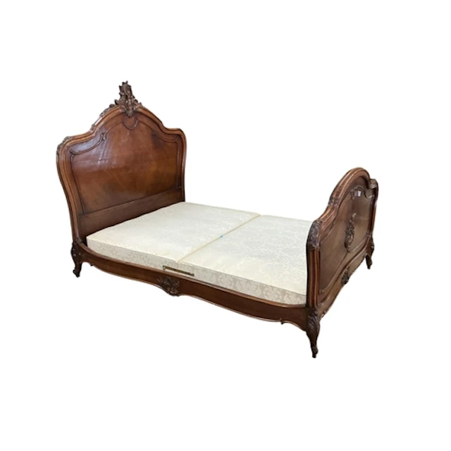 A 19th century French bedframe, width 203cm, depth 152cm, he...