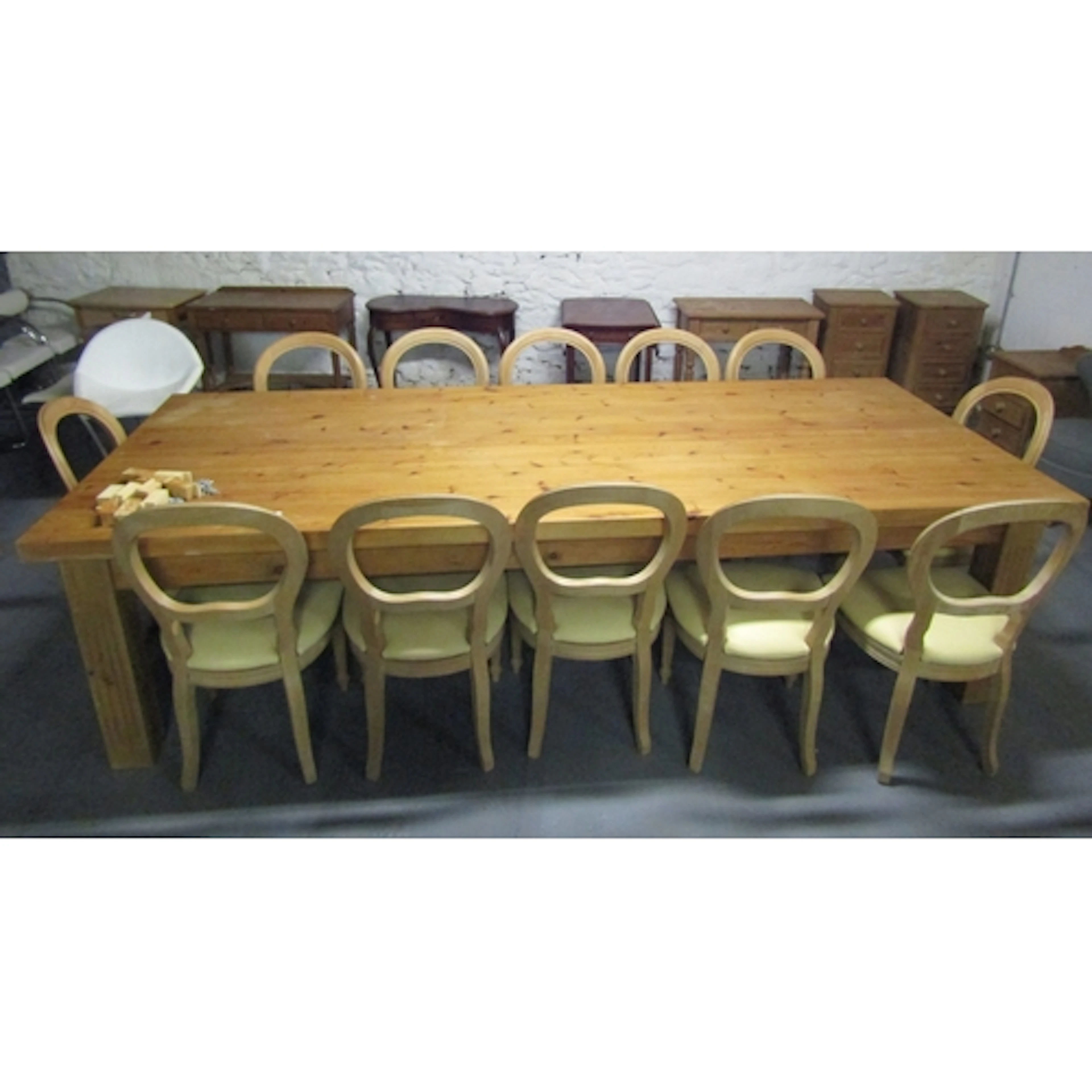 Pine Kitchen Table Approximately 9ft Long Good Construction