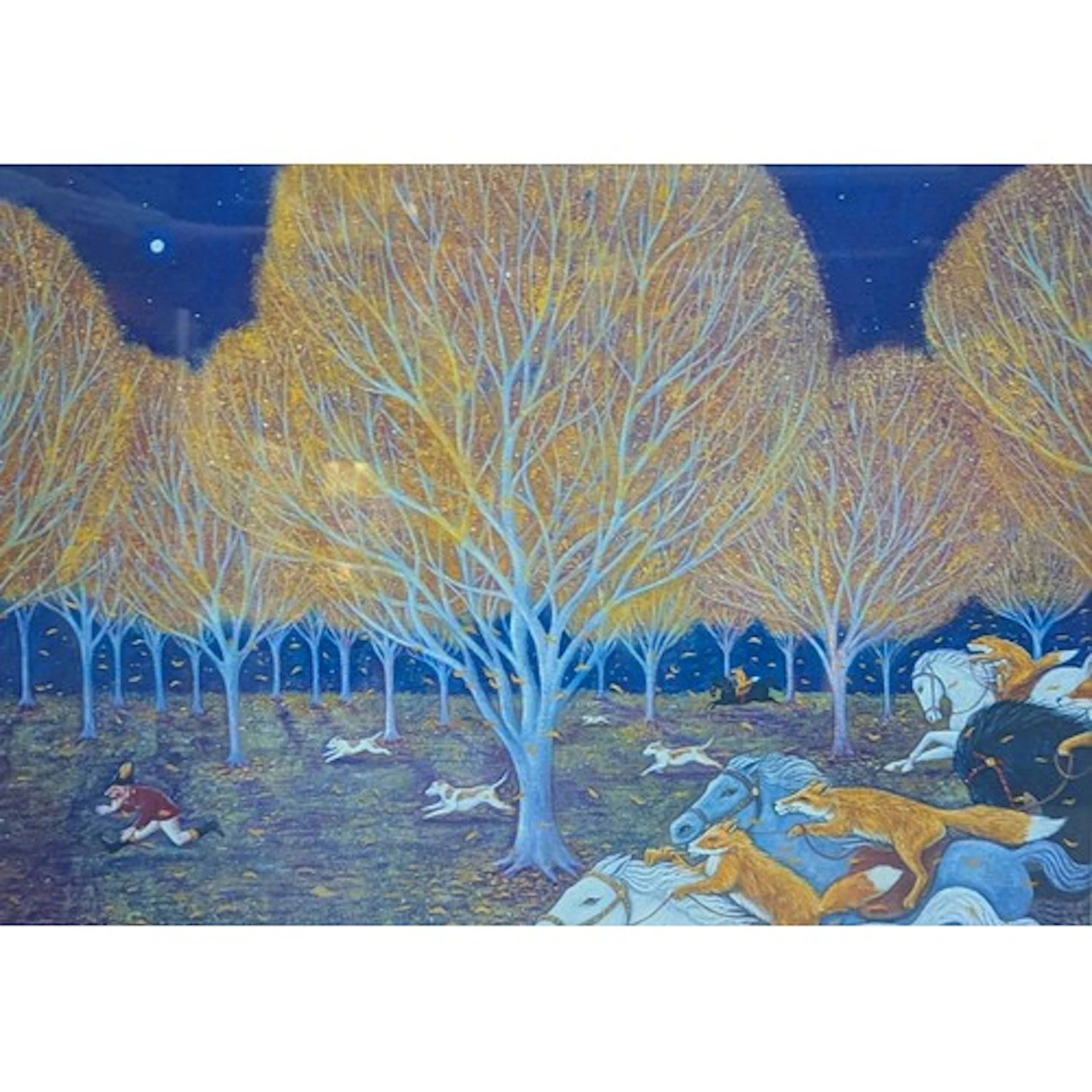 Julia Finzel 'Tally Ho' limited edition print depicting foxe...