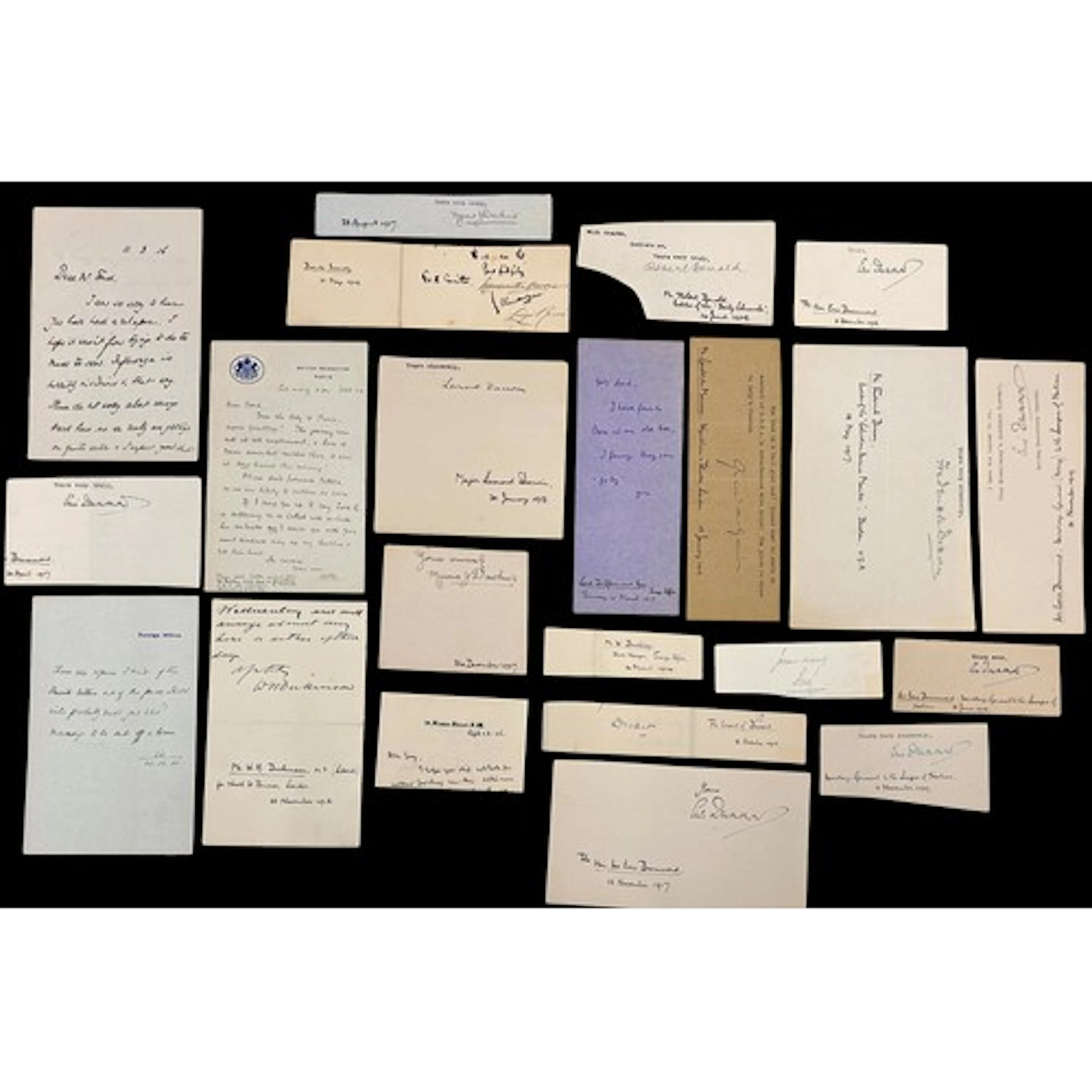 A collection of clipped autographs of prominent people, circ...