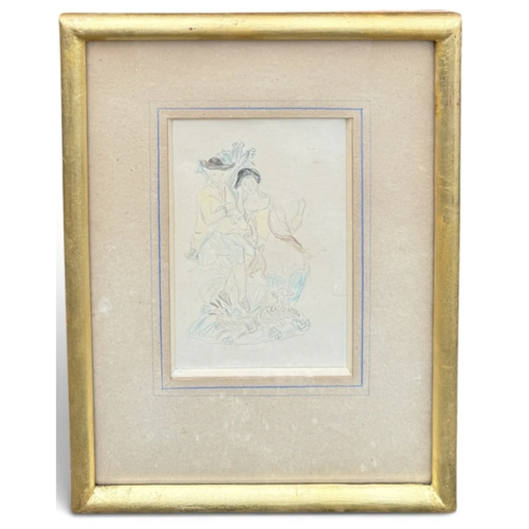 EARLY 20TH CENTURY SCHOOL: TWO FIGURES Crayon and pencil dra...