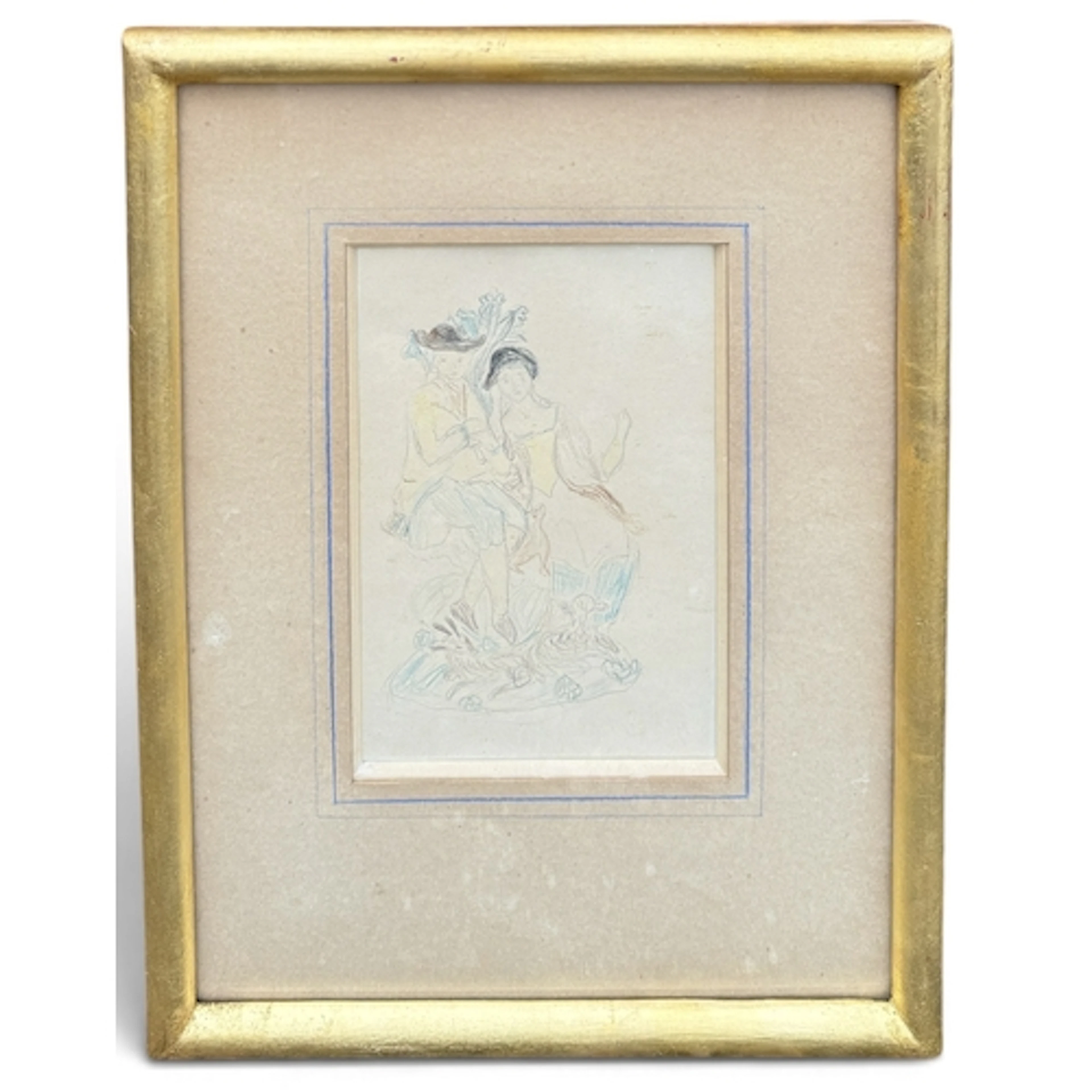 EARLY 20TH CENTURY SCHOOL: TWO FIGURES Crayon and pencil dra...
