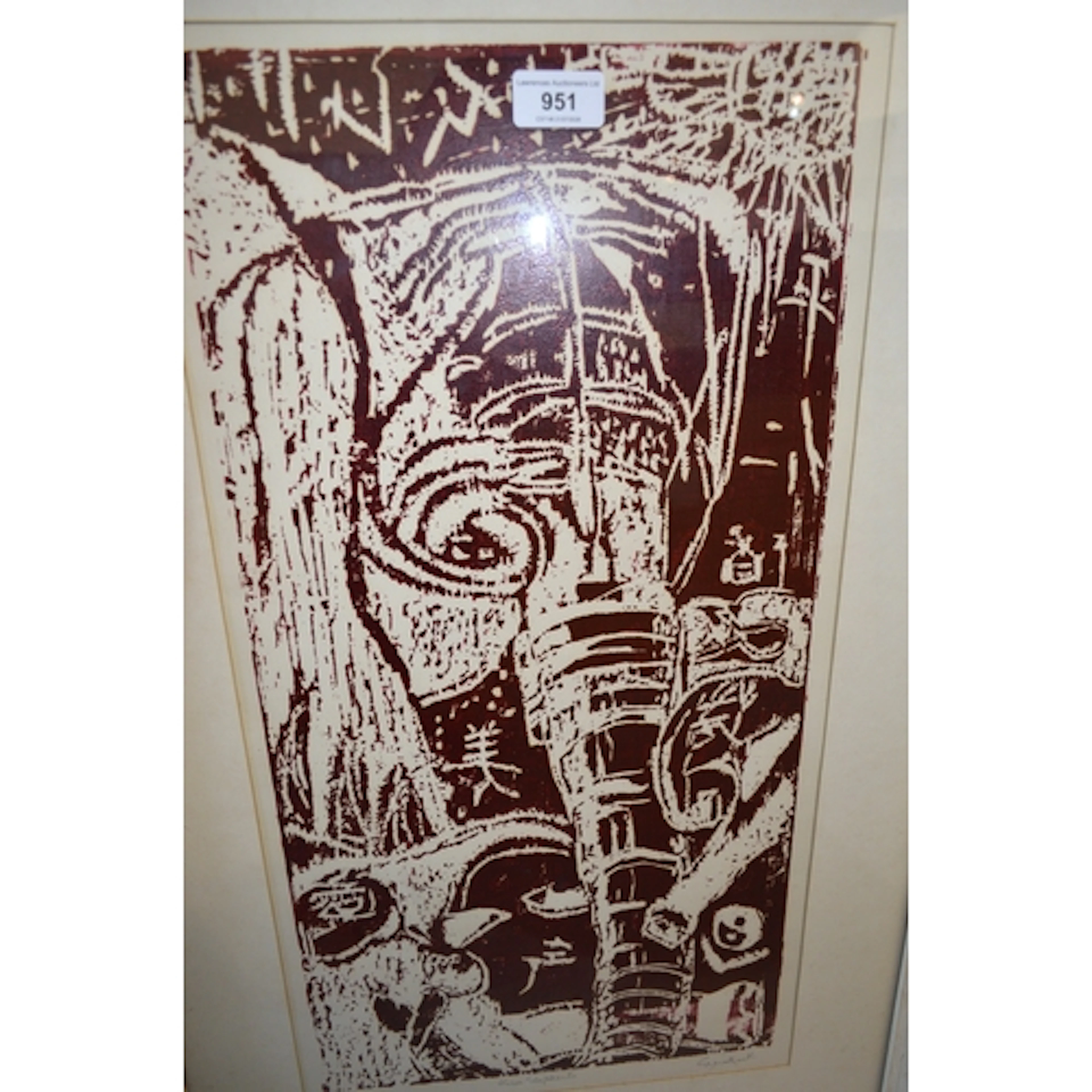 Limited Edition woodcut (?) print ' Three Elephants ', No. 3...