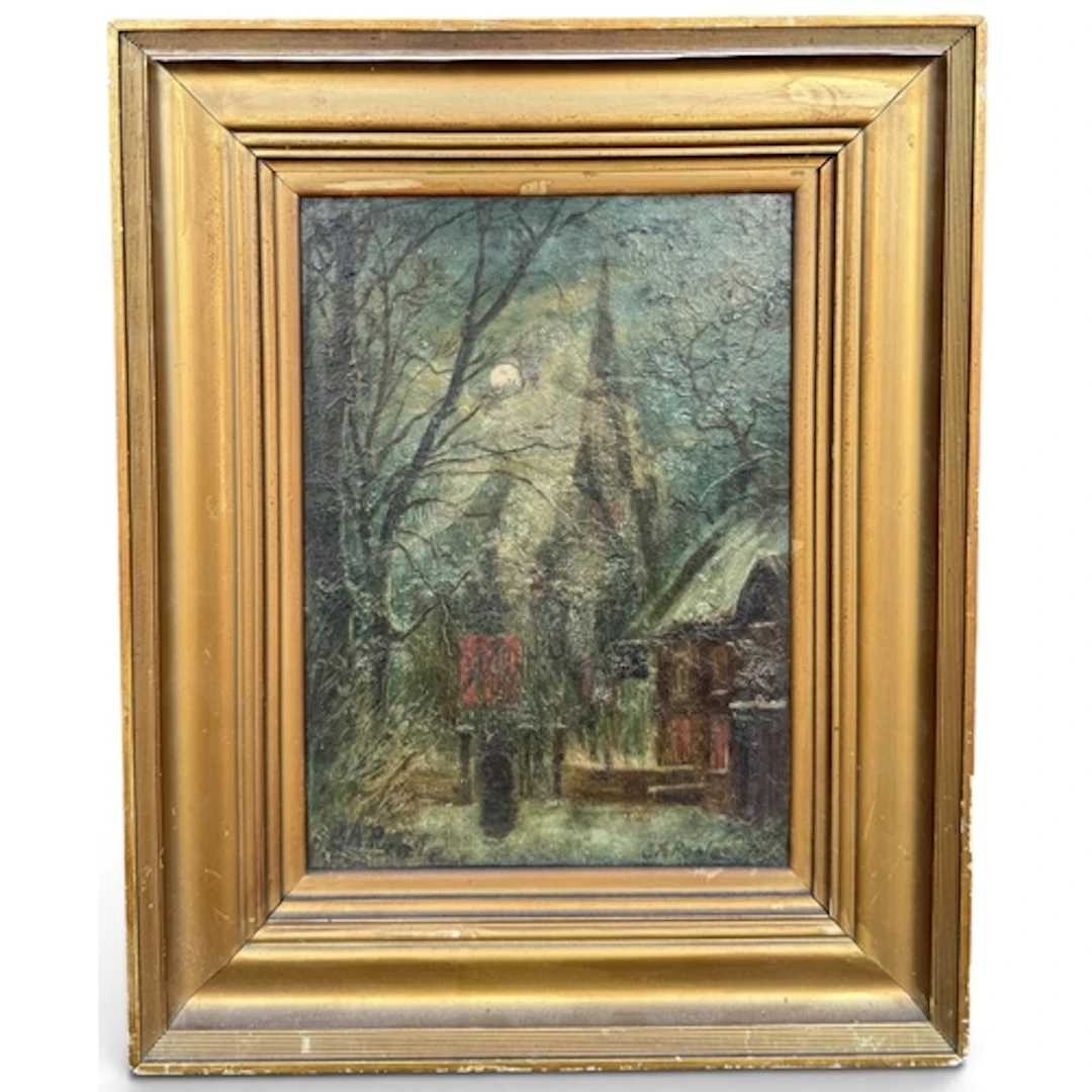 GEORGE AUGUSTUS POOLE (BRITISH 1861-1932): MOONLIT VILLAGE L...