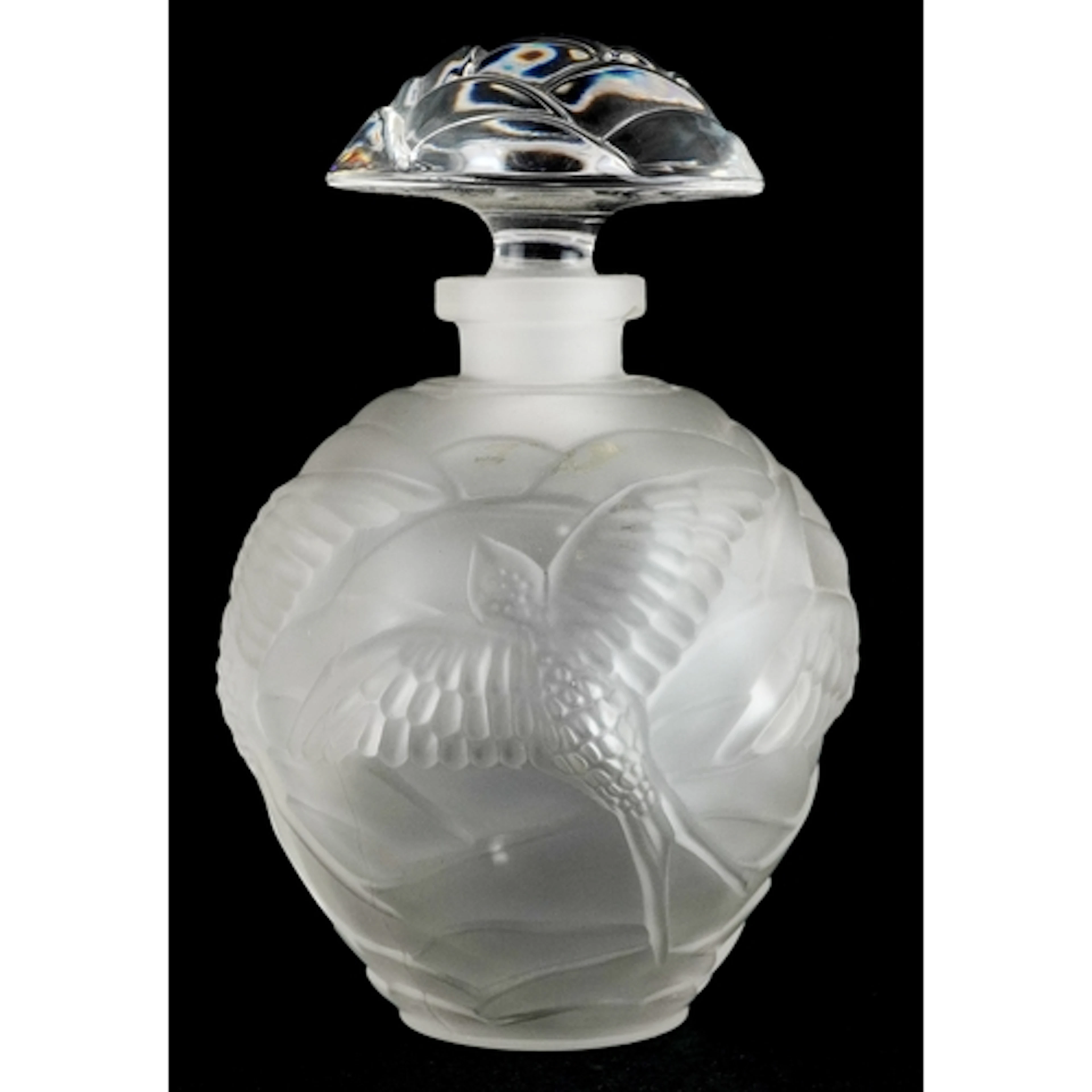 Baccarat - French frosted glass scent bottle relief decorate...