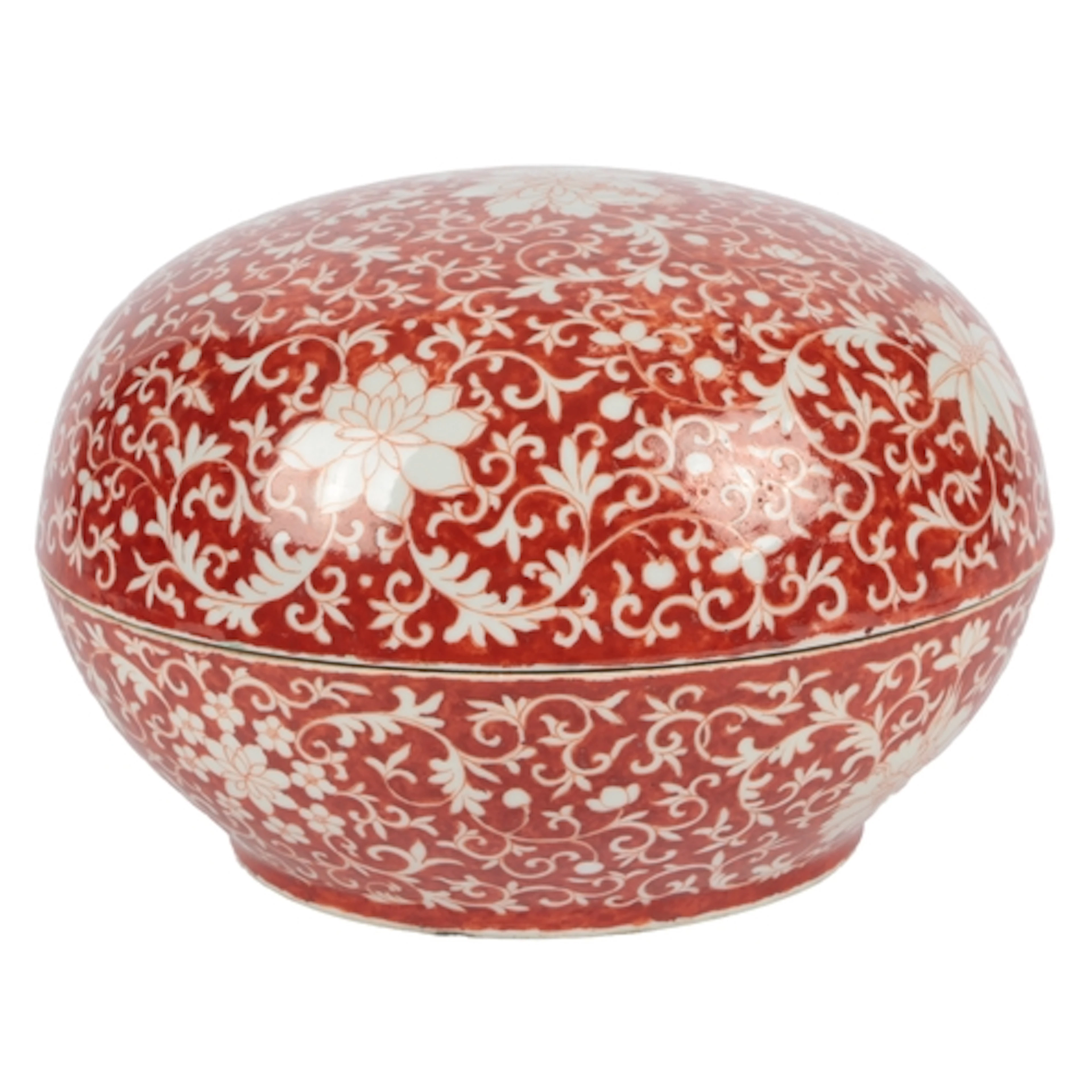 A Chinese iron-red decorated circular box and cover, Kangxi ...