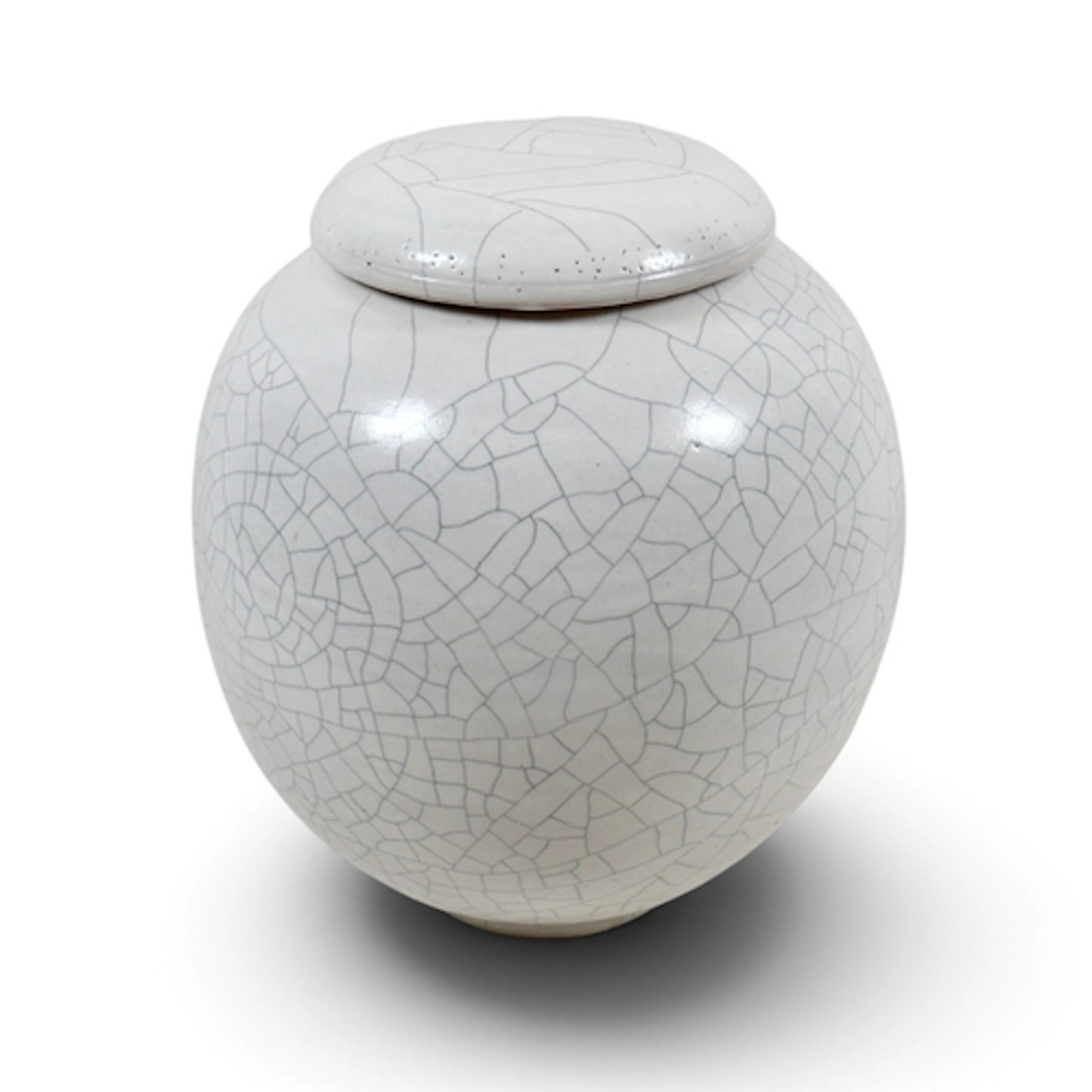 CHRIS BRAMBLE (B. 1958) LARGE CRACKLE WARE JAR AND LID. a st...