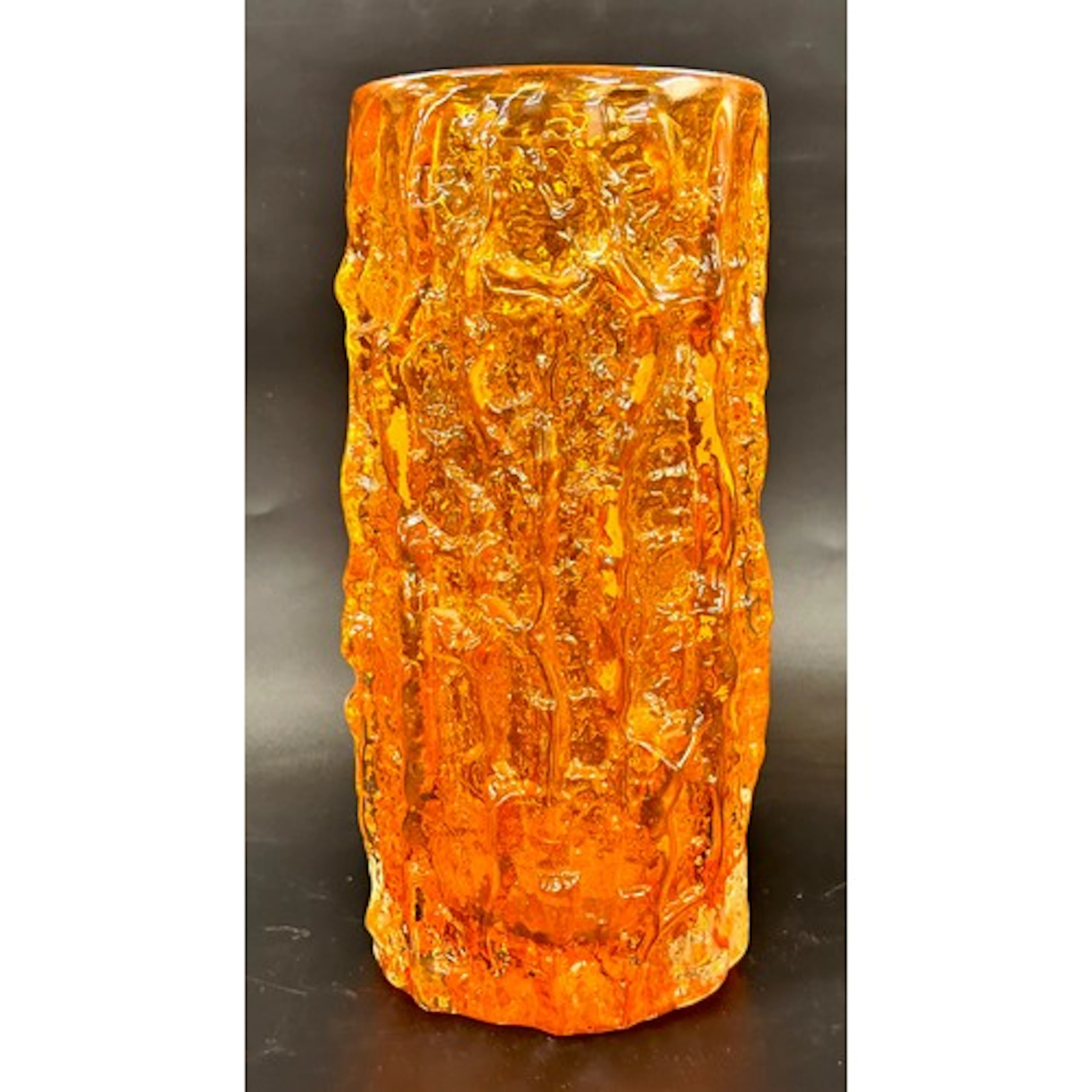 Geoffrey Baxter for Whitefriars; a textured glass Tangerine ...