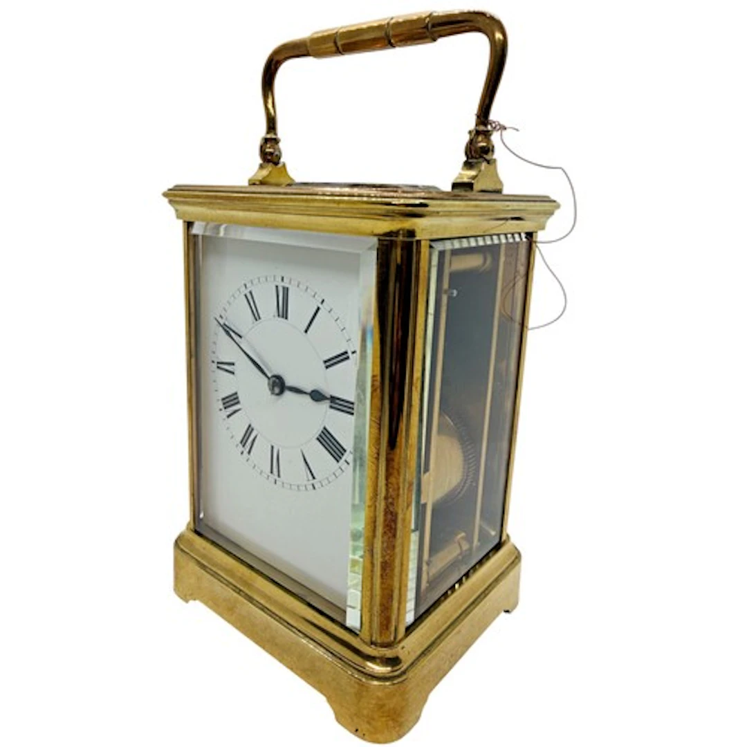 Henri Jacot, a large French gilt-brass carriage clock, the w...