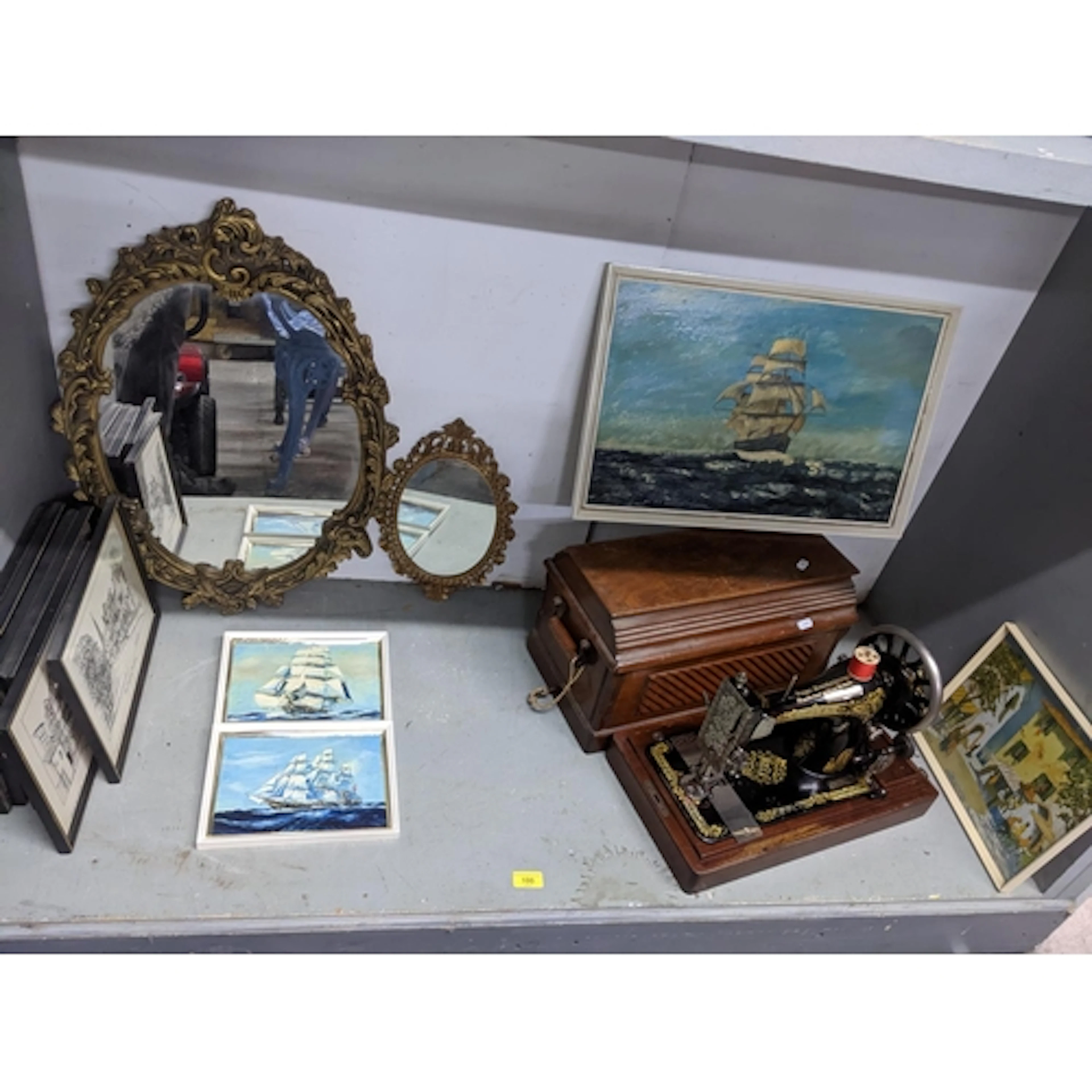A mixed lot to include oil paintings and prints, gilt framed...