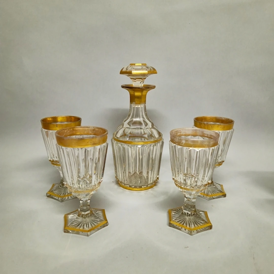 Part suite of Bohemian Moser style cut crystal glassware to ...