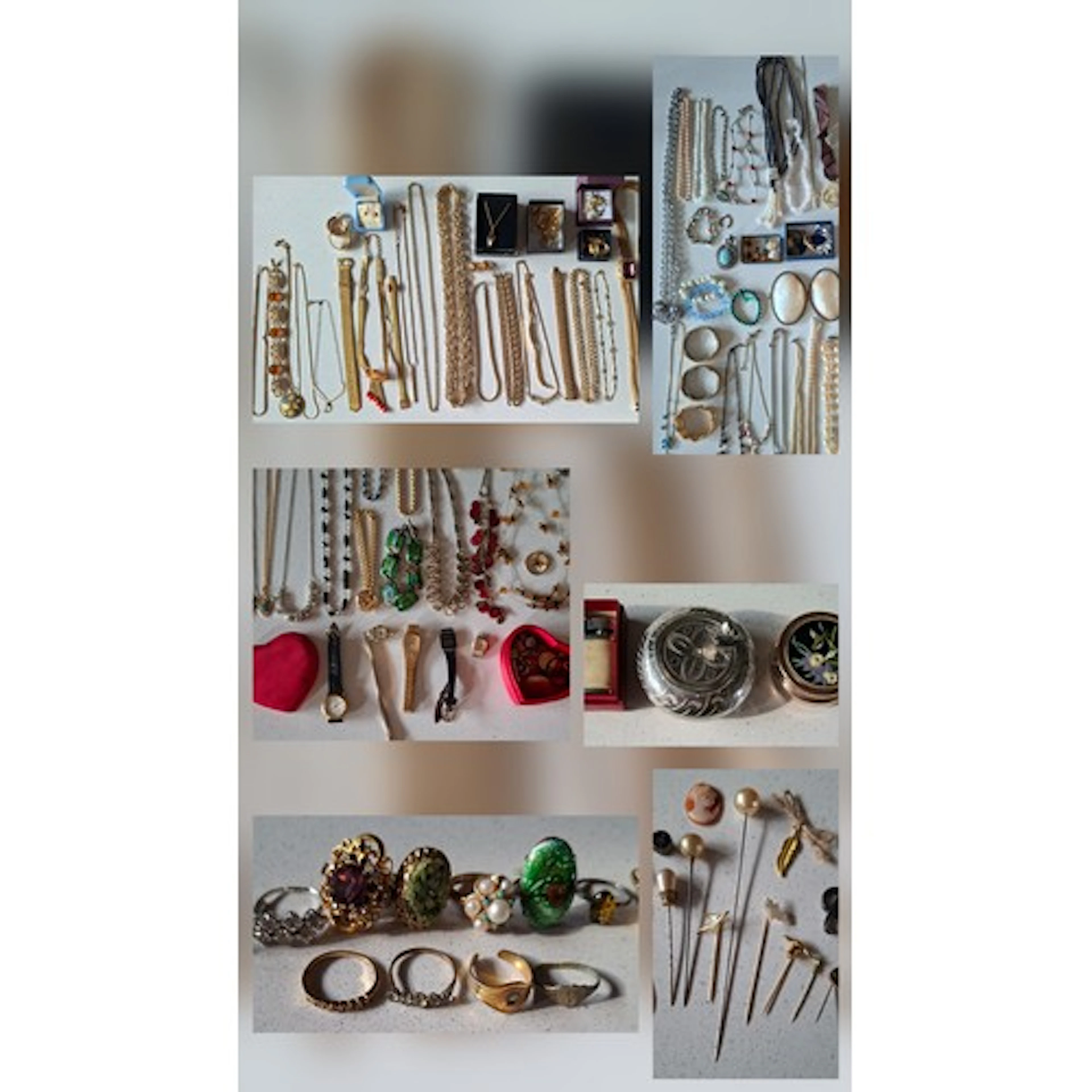 A quantity of vintage costume jewellery to include gold tone...