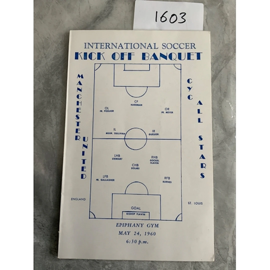 1960 Manchester United USA Tour Football Menu: Dated 24 5 19...