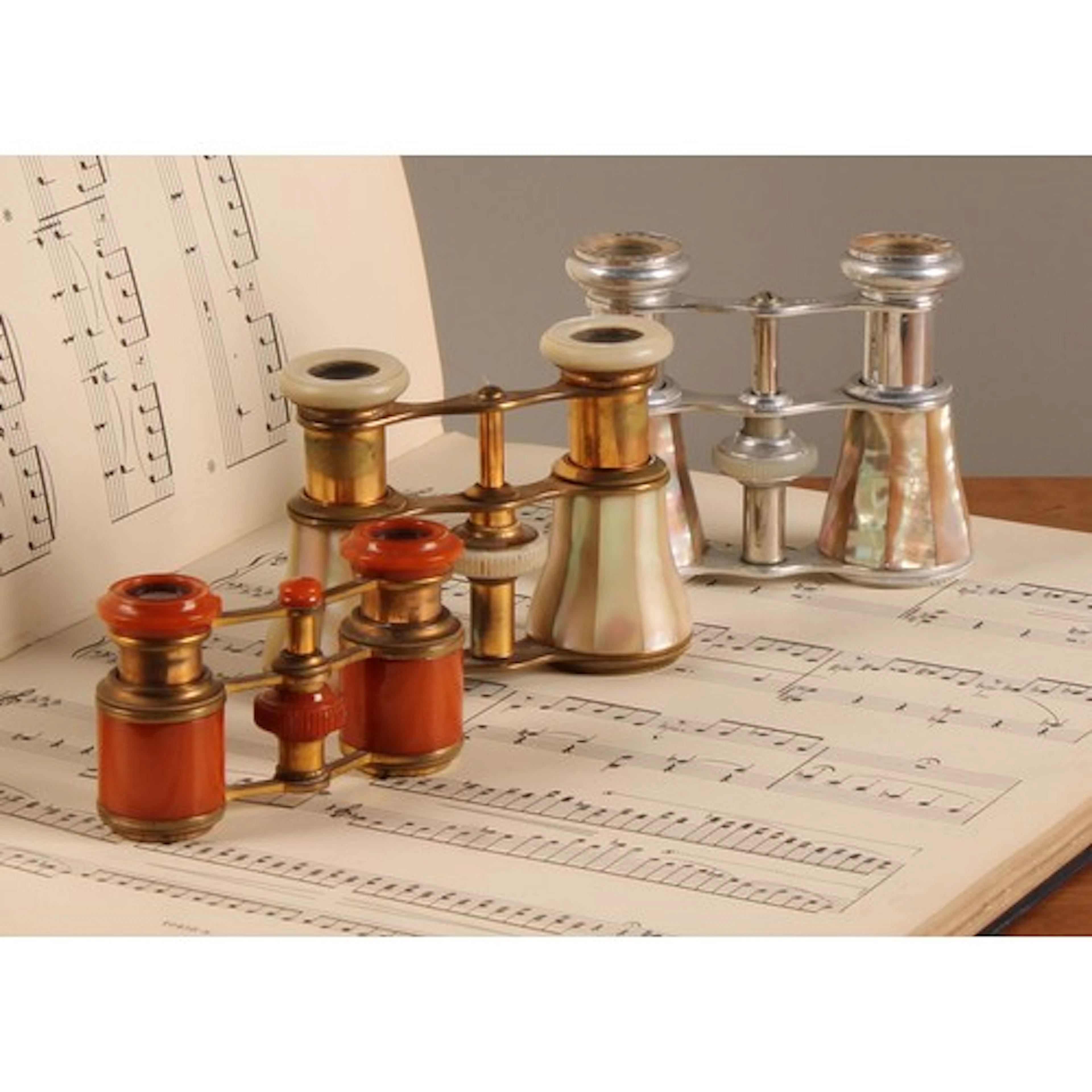 A pair of 19th century French mother-of-pearl opera glasses,...