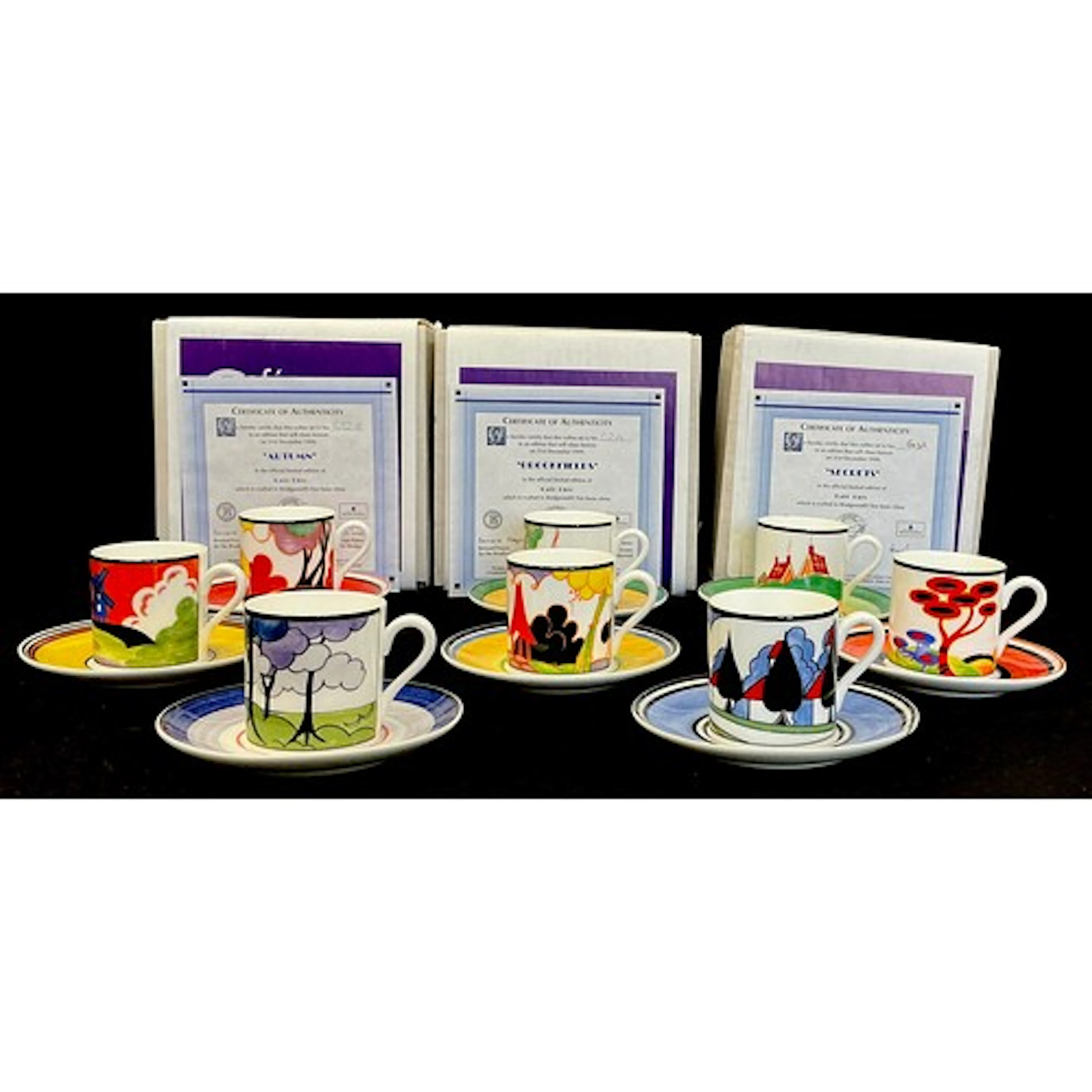 Clarice Cliff by Wedgwood, a series of eight ‘Cafe chic’ lim...
