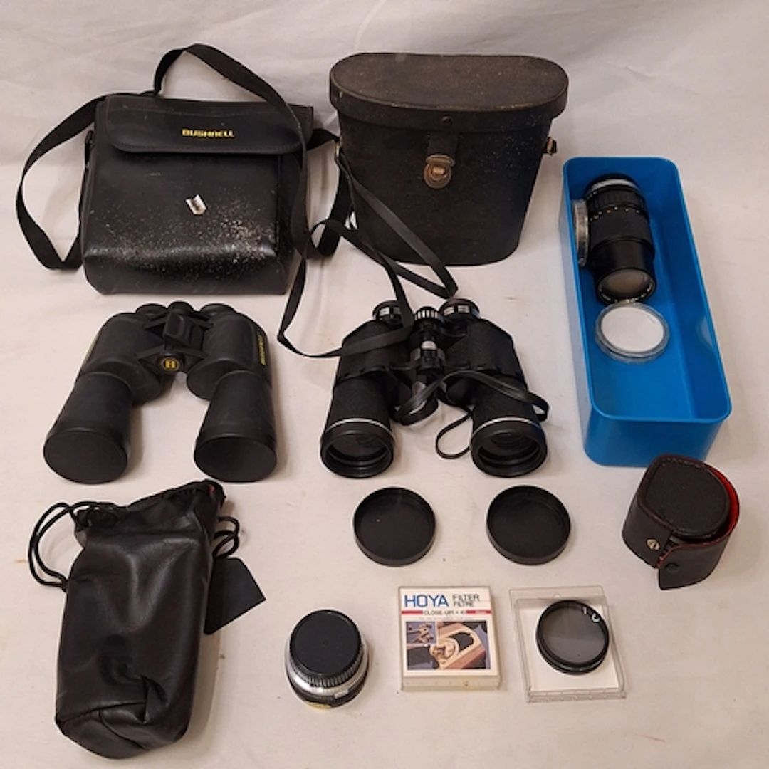 Binoculars incl. Boots 10x50 wide angle, pair Bushnell 12x50...