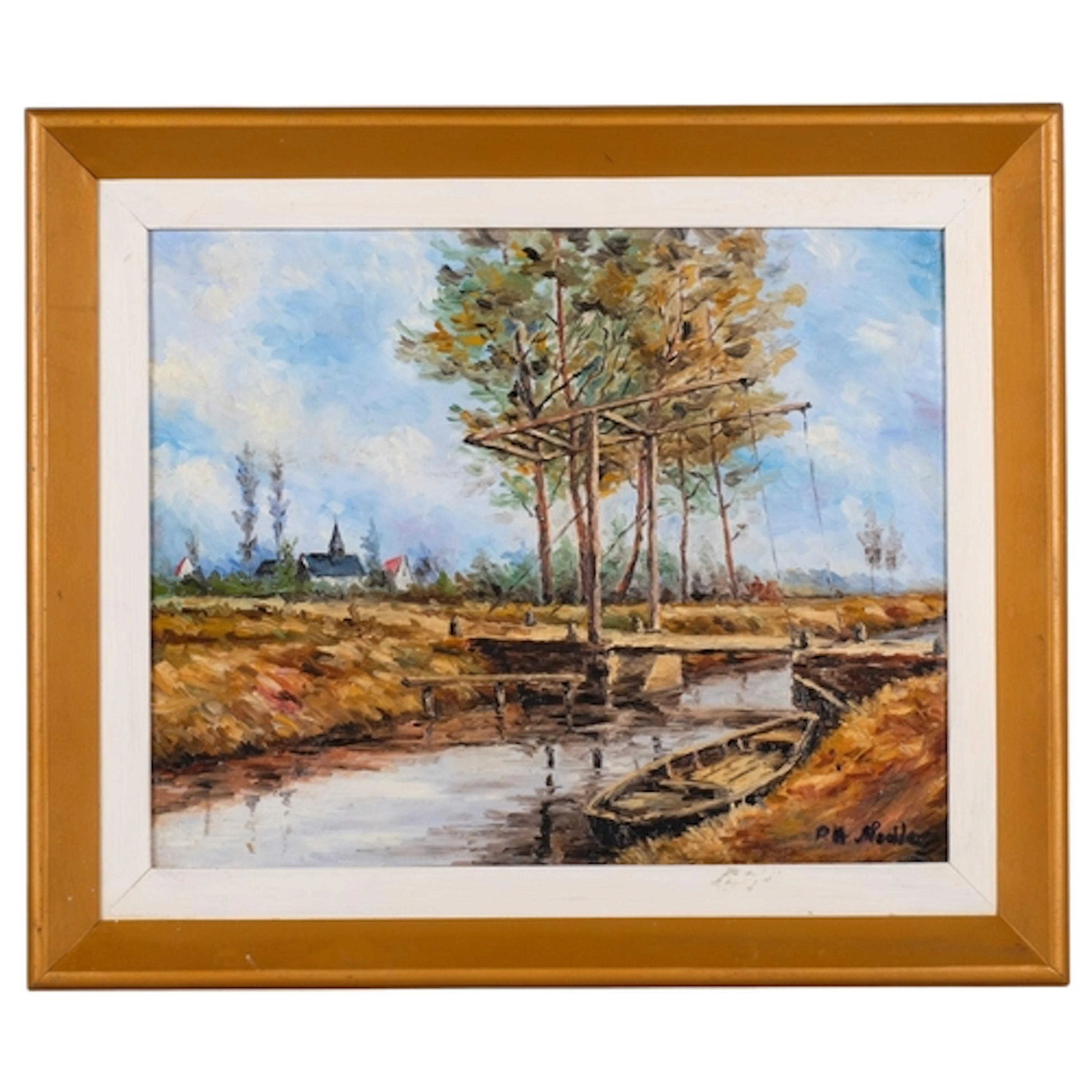 Attributed to Hugo Pieter Naude (1869 - 1941), canal scene, ...
