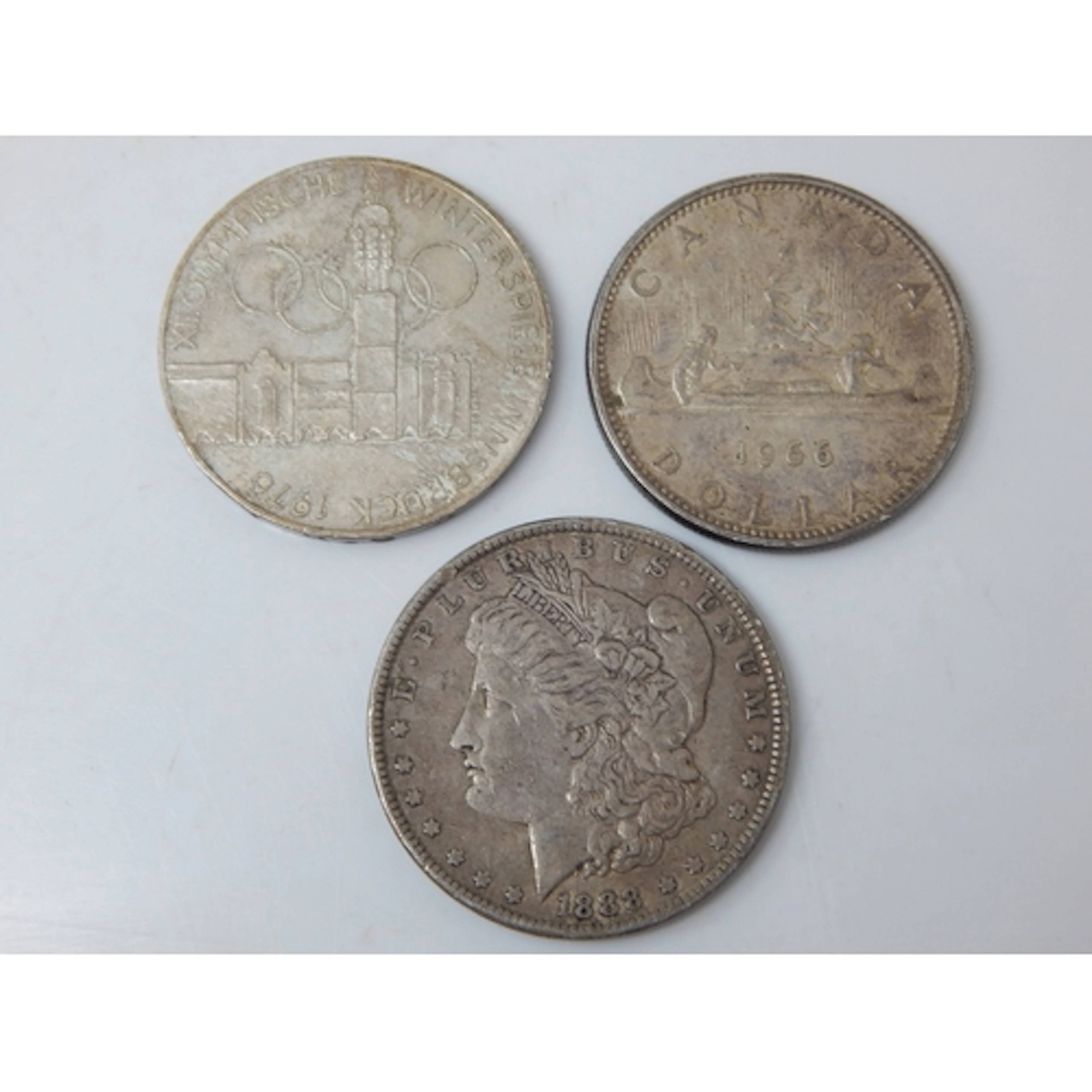 USA Silver Dollar 1888, Canada Silver Dollar 1966, Silver Ol...
