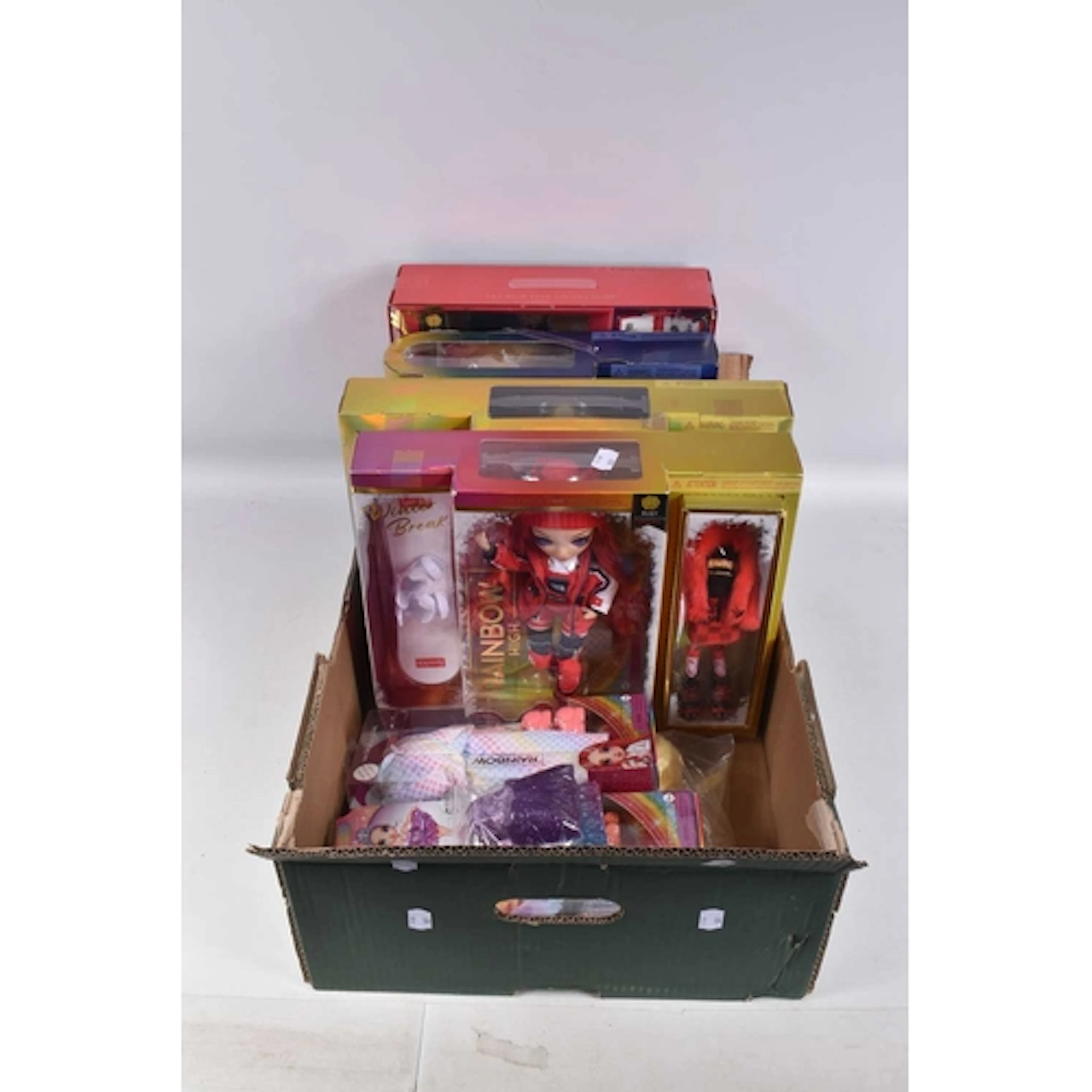 FIVE BOXED AND LOOSE MGA RAINBOW HIGH DOLLS AND ACCESSORIES,...
